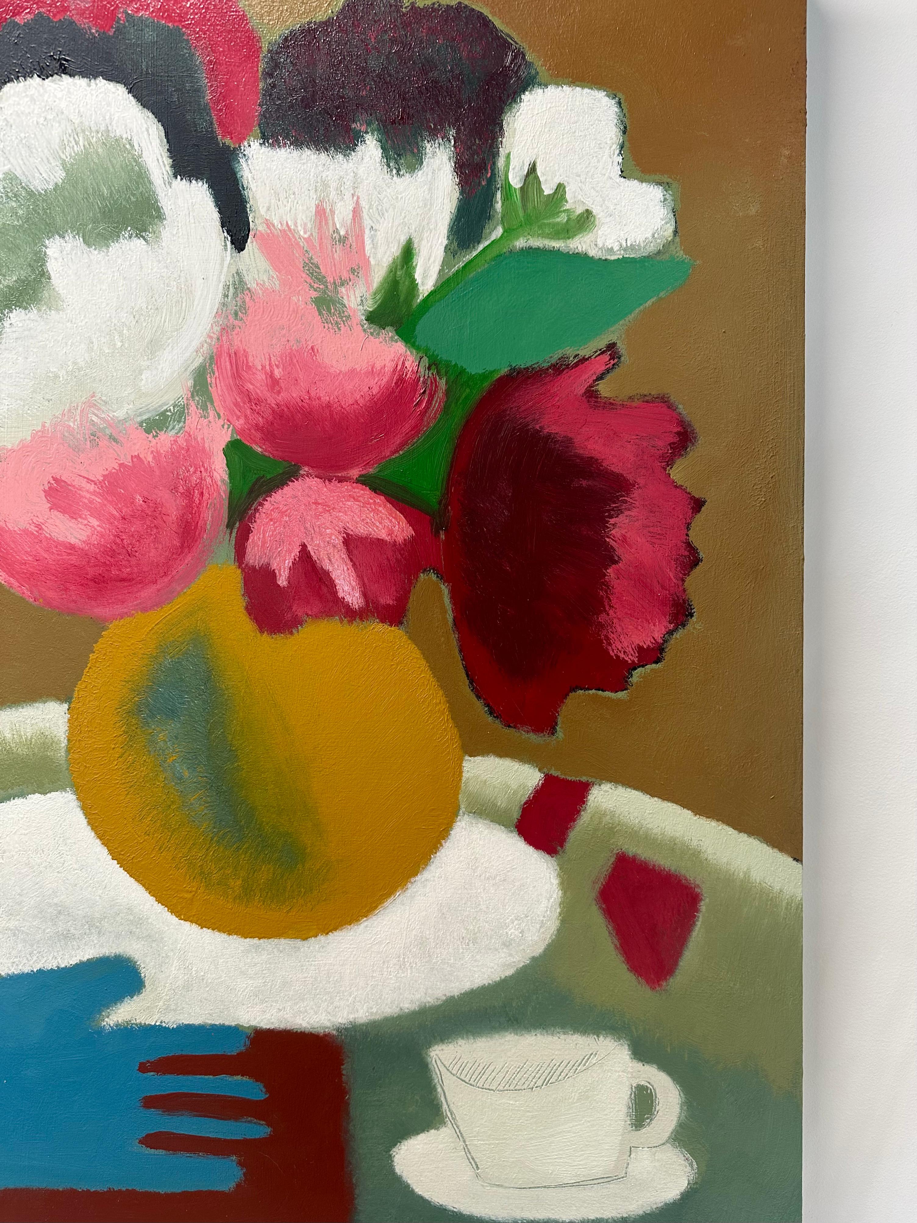 Pivoines - Nature morte contemporaine Pivoines dans un vase Gant de thé, 2024 en vente 7