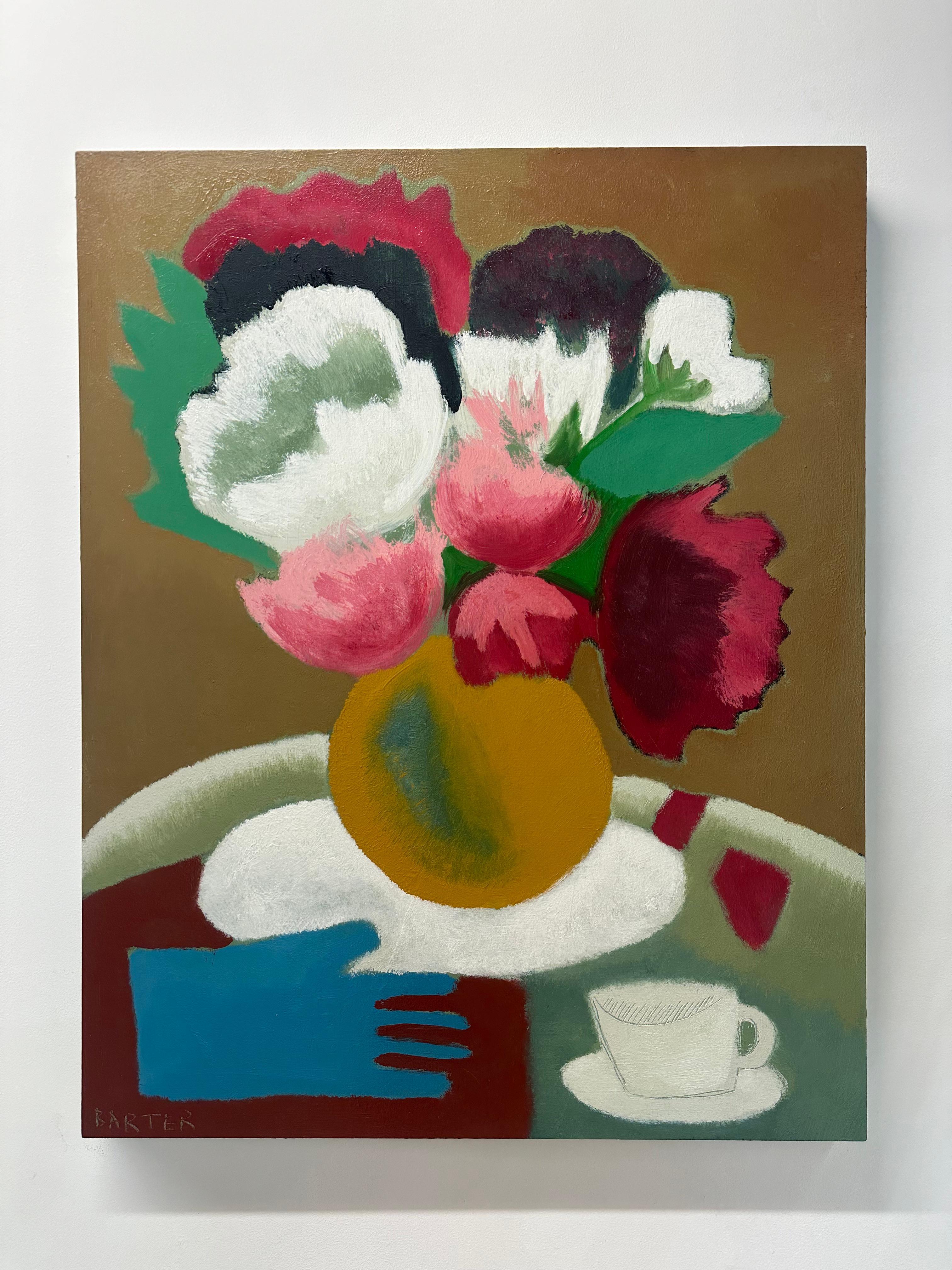 Pivoines - Nature morte contemporaine Pivoines dans un vase Gant de thé, 2024 en vente 10