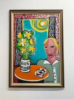 Ray's Mustard - Contemporary Portrait Woman Yellow Flowers Sun Sky Window, 2026