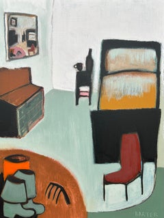 Wormdigger's Bedroom, Golden Yellow Ochre Bed, Mirror, Boots, Burgundy Red Chair