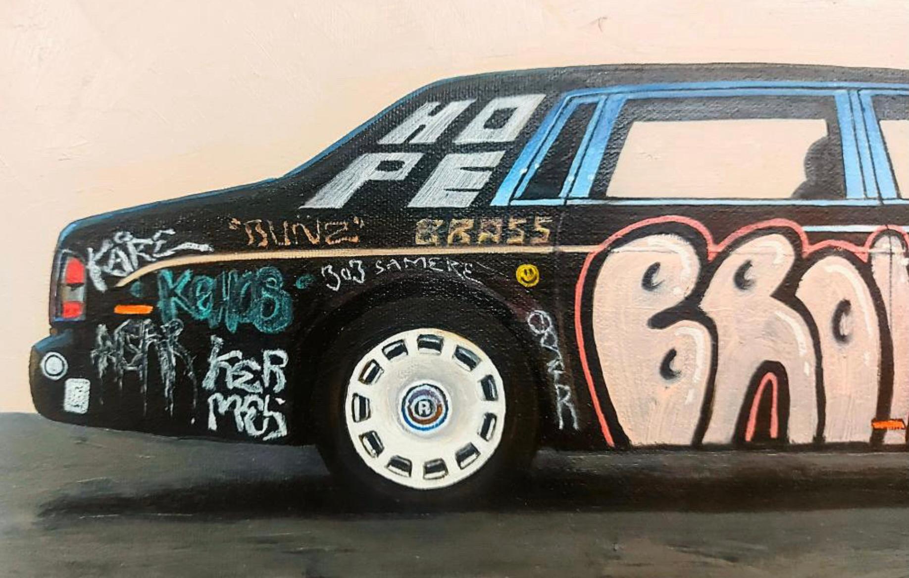 Auto street art pop art arte contemporanea graffiti Rolls Royce - Painting Street Art di Matt Belval
