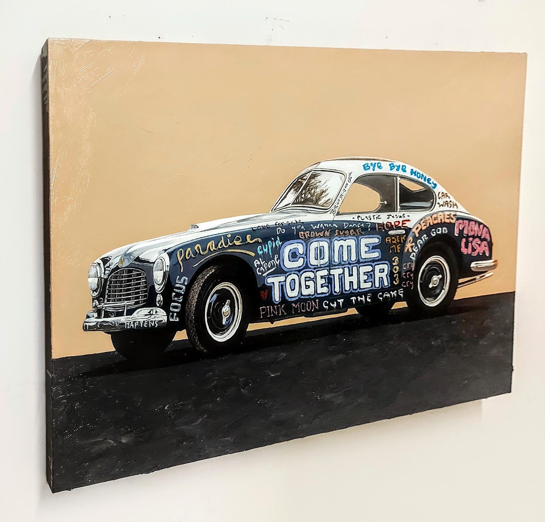 Graffiti Ferrari car hand painted street art oil on canvas pop art contemporary - Painting by Matt Belval