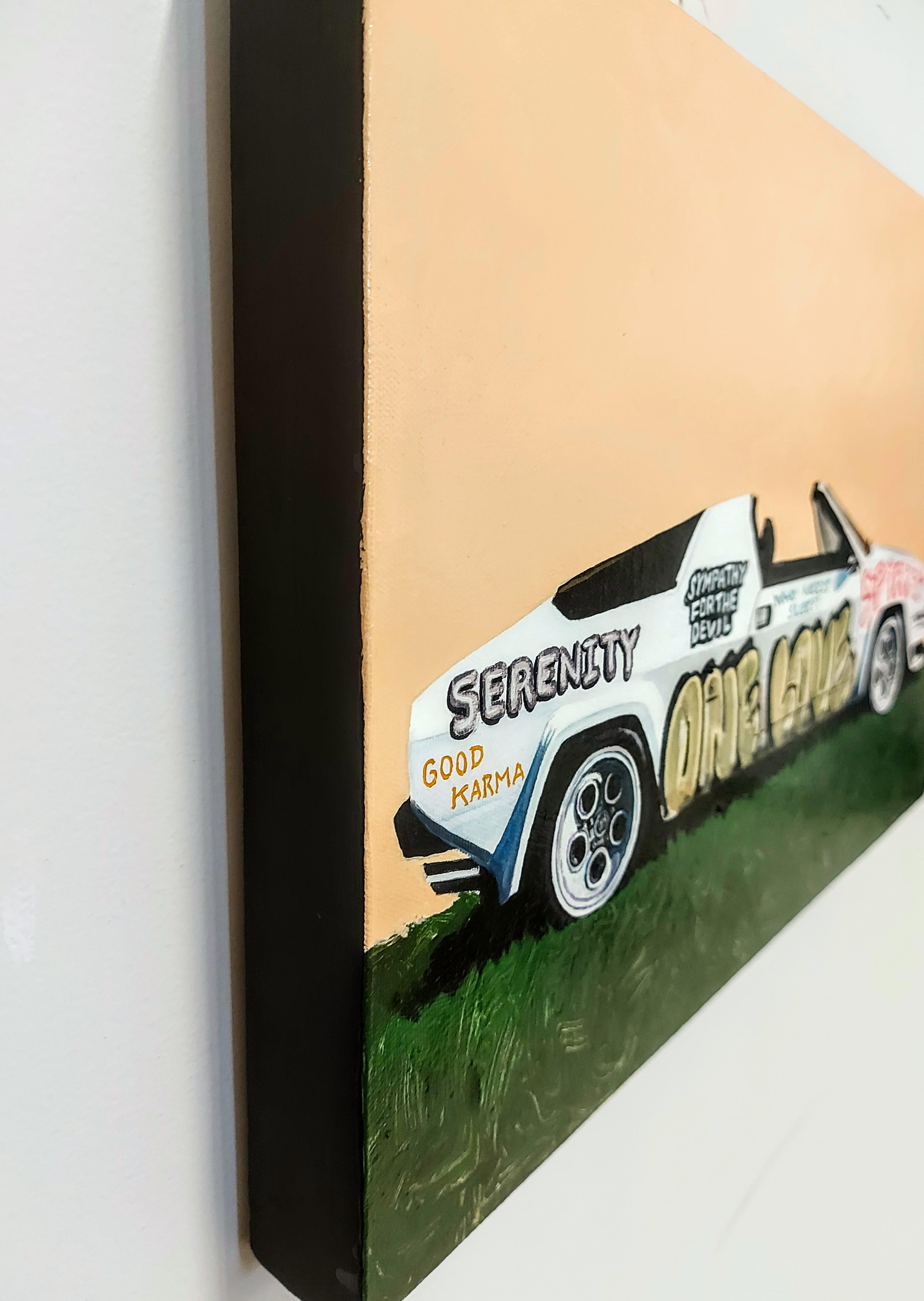 Graffiti Lambo Auto handgemalt Street Art Öl auf Leinwand Pop Art Contemporary (Streetart), Painting, von Matt Belval