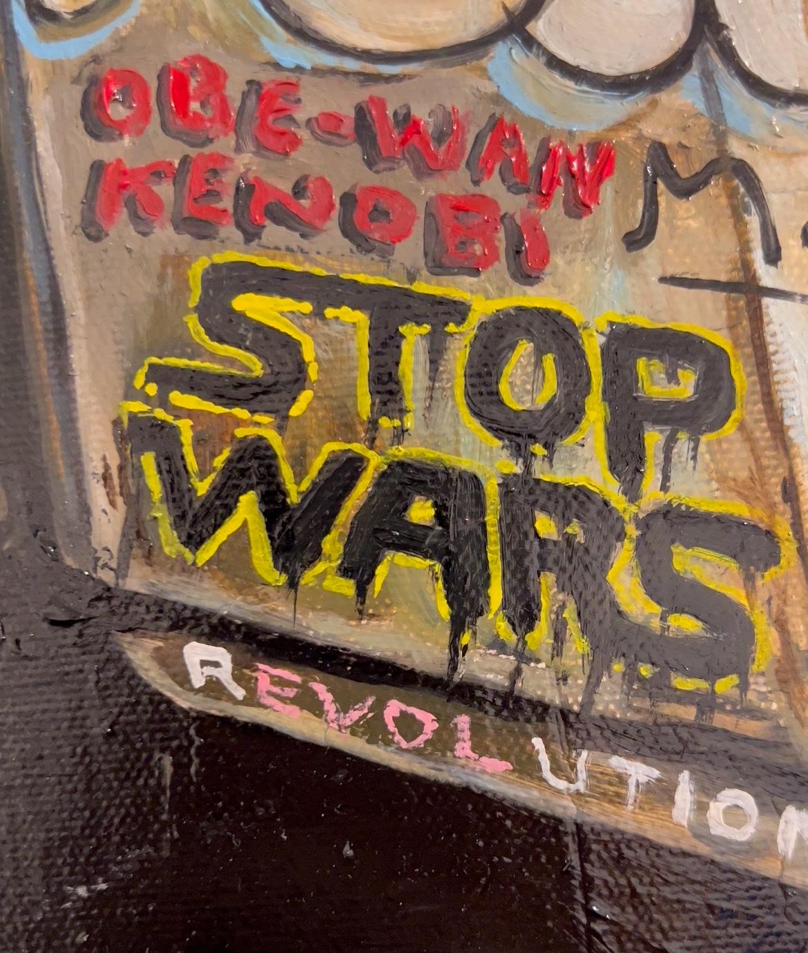 Graffiti star wars dipinti a mano street art olio su tela pop art contemporaneo - Painting Street Art di Matt Belval