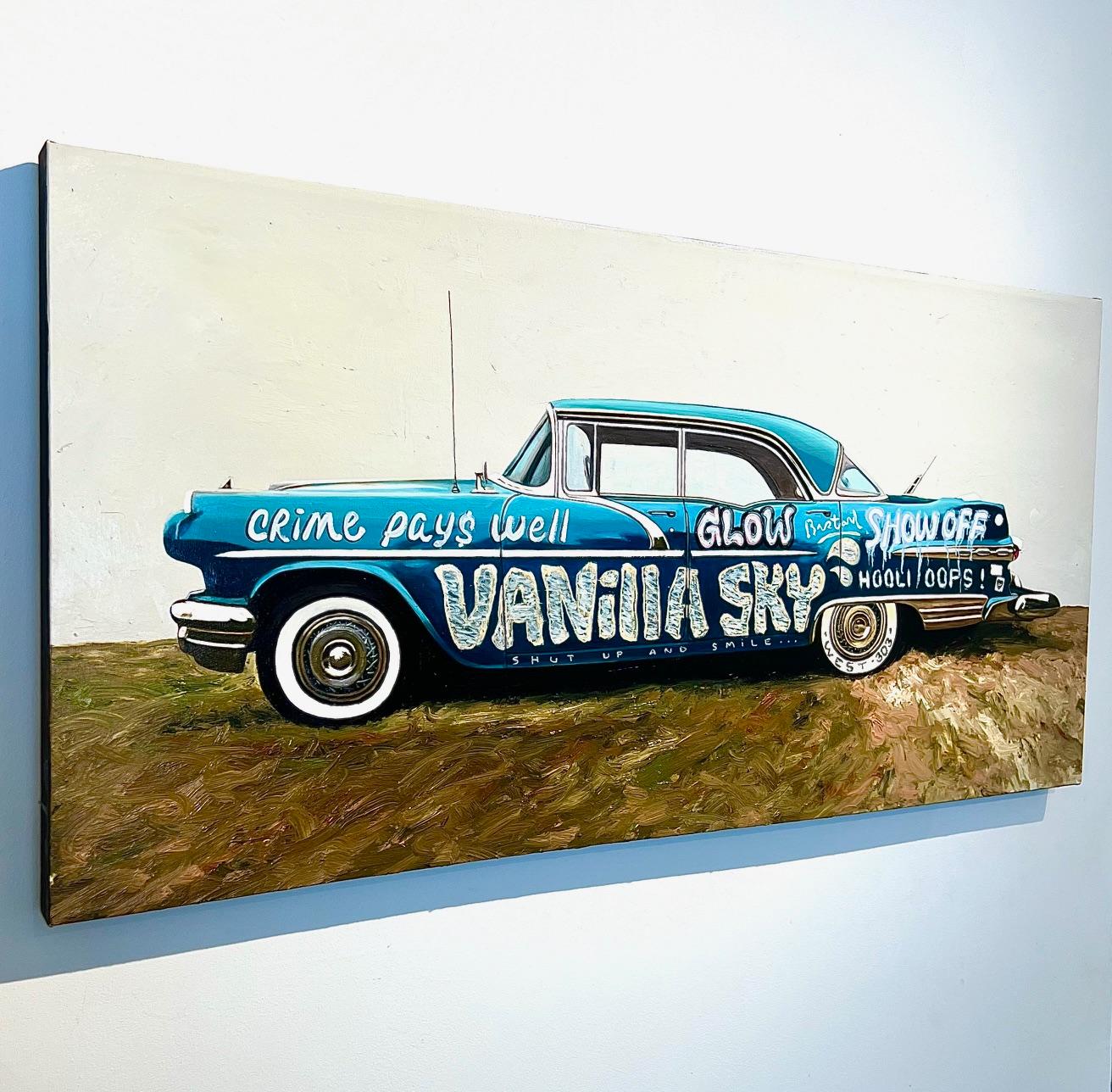 Graffiti vintage car hand painted street art oil on canvas pop art contemporary - Painting by Matt Belval