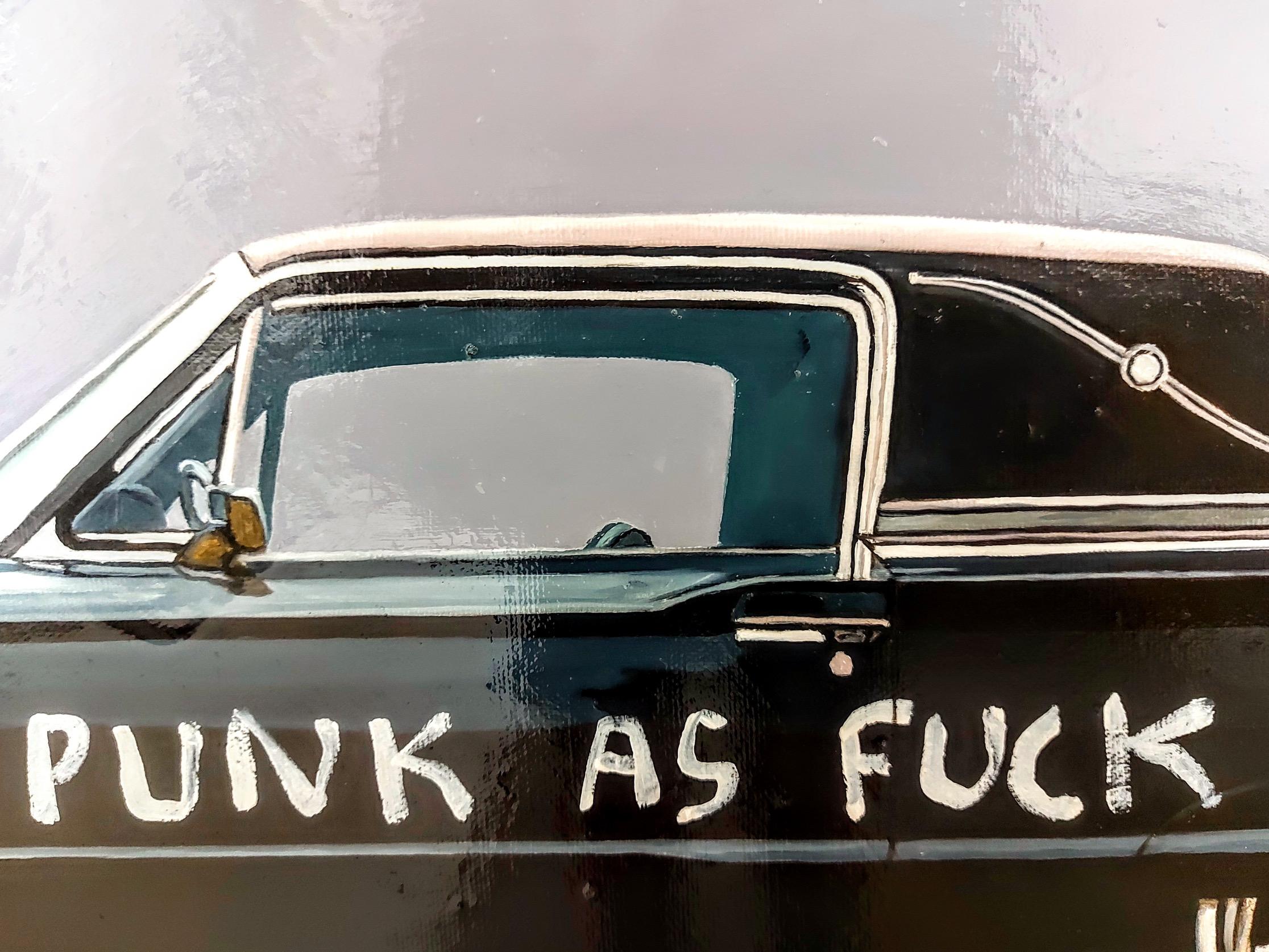 Graffiti vintage car hand painted street art oil on canvas pop art contemporary - Street Art Painting by Matt Belval