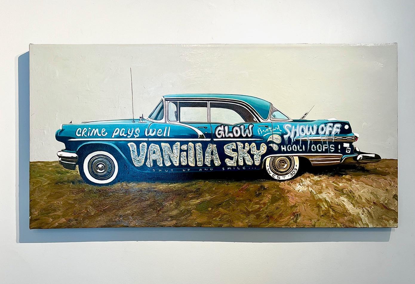 Graffiti vintage car hand painted street art oil on canvas pop art contemporary