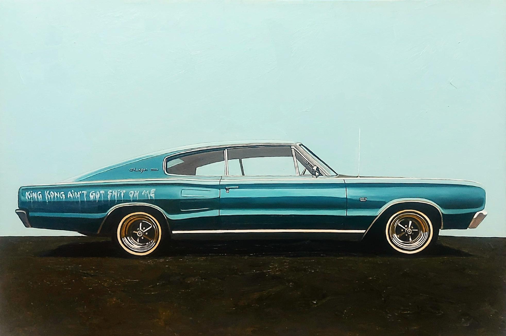 Graffiti vintage car hand painted street art oil on canvas pop art contemporary