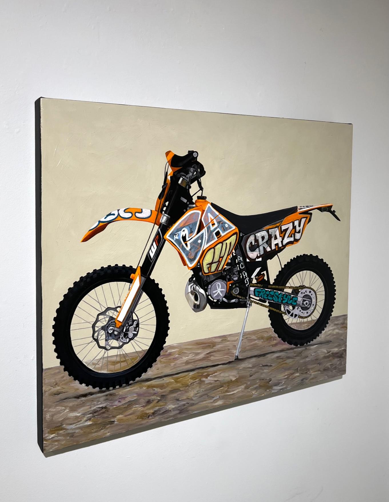 Graffiti Dirt Bike - handgemalte Straßenkunst Öl auf Leinwand Pop Art Contemporary – Painting von Matt Belval