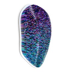 abstract purple blue pegs pixel modern pop contemporary art sculptural wall art