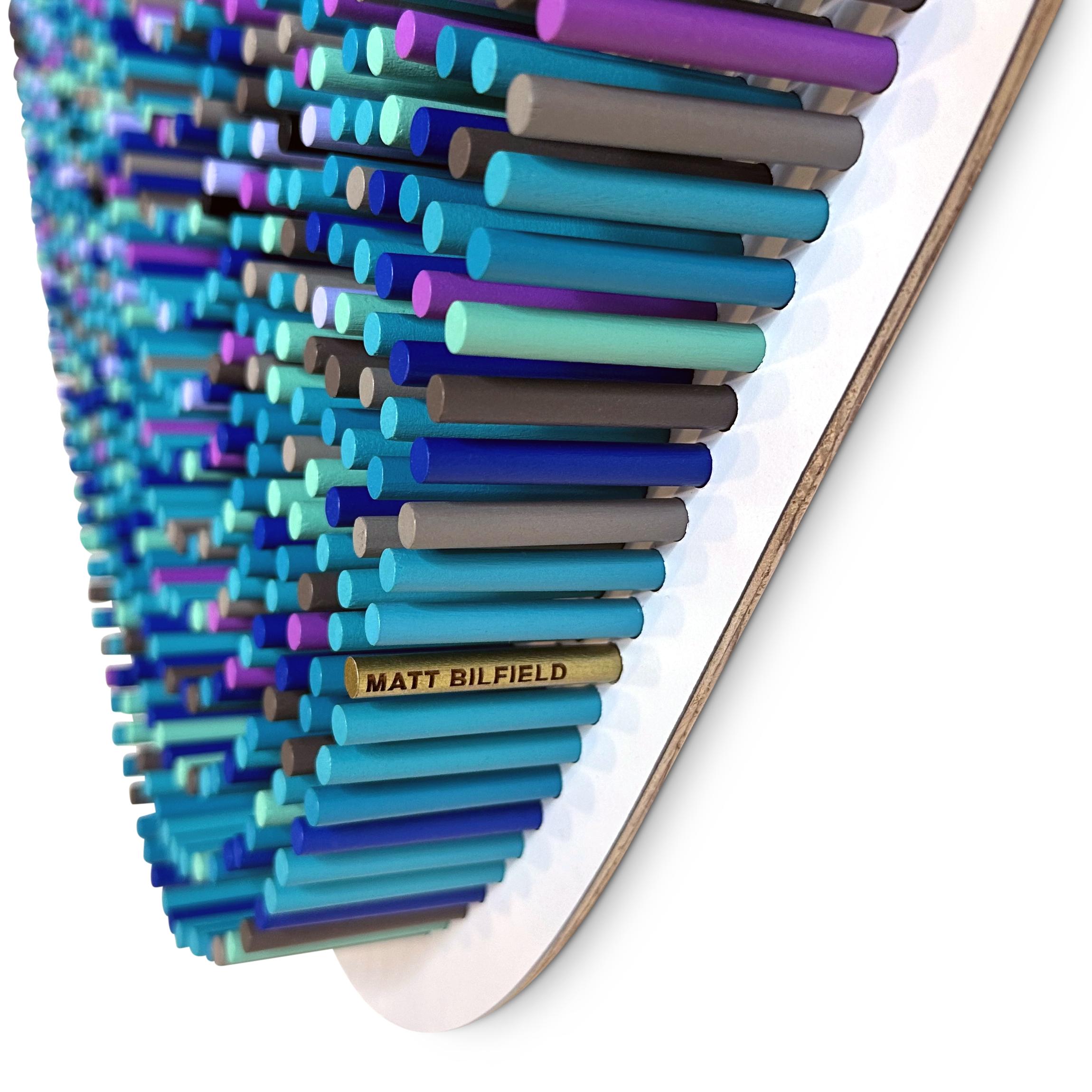 astratto viola blu chiodini pixel moderno pop arte contemporanea scultura da parete ar4 - Abstract Sculpture Marrone di Matt Bilfield