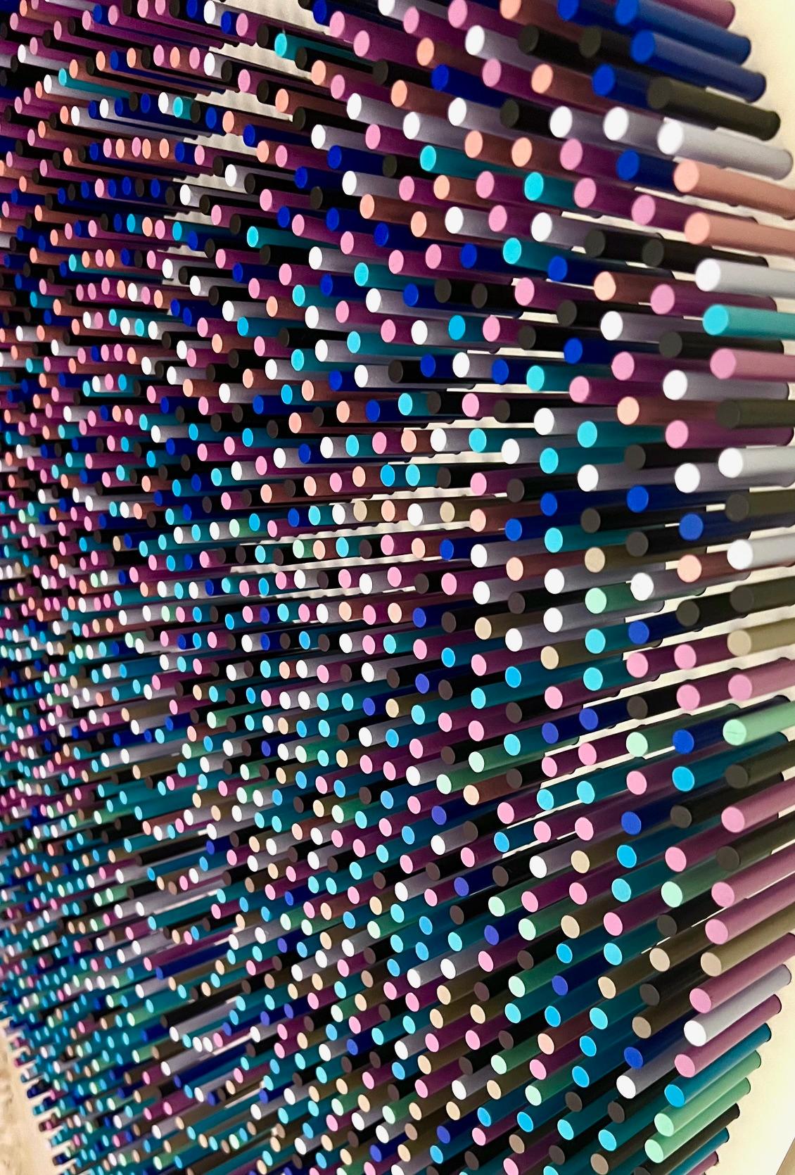 abstrakte lila blau Pflöcke Pixel moderne Pop zeitgenössische Kunst skulpturale Wand ar4 im Angebot 1