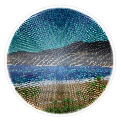 Abstract Round Wooden Dowel Wall Sculpture, 8173-BEACH-01 by Matt Bilfield