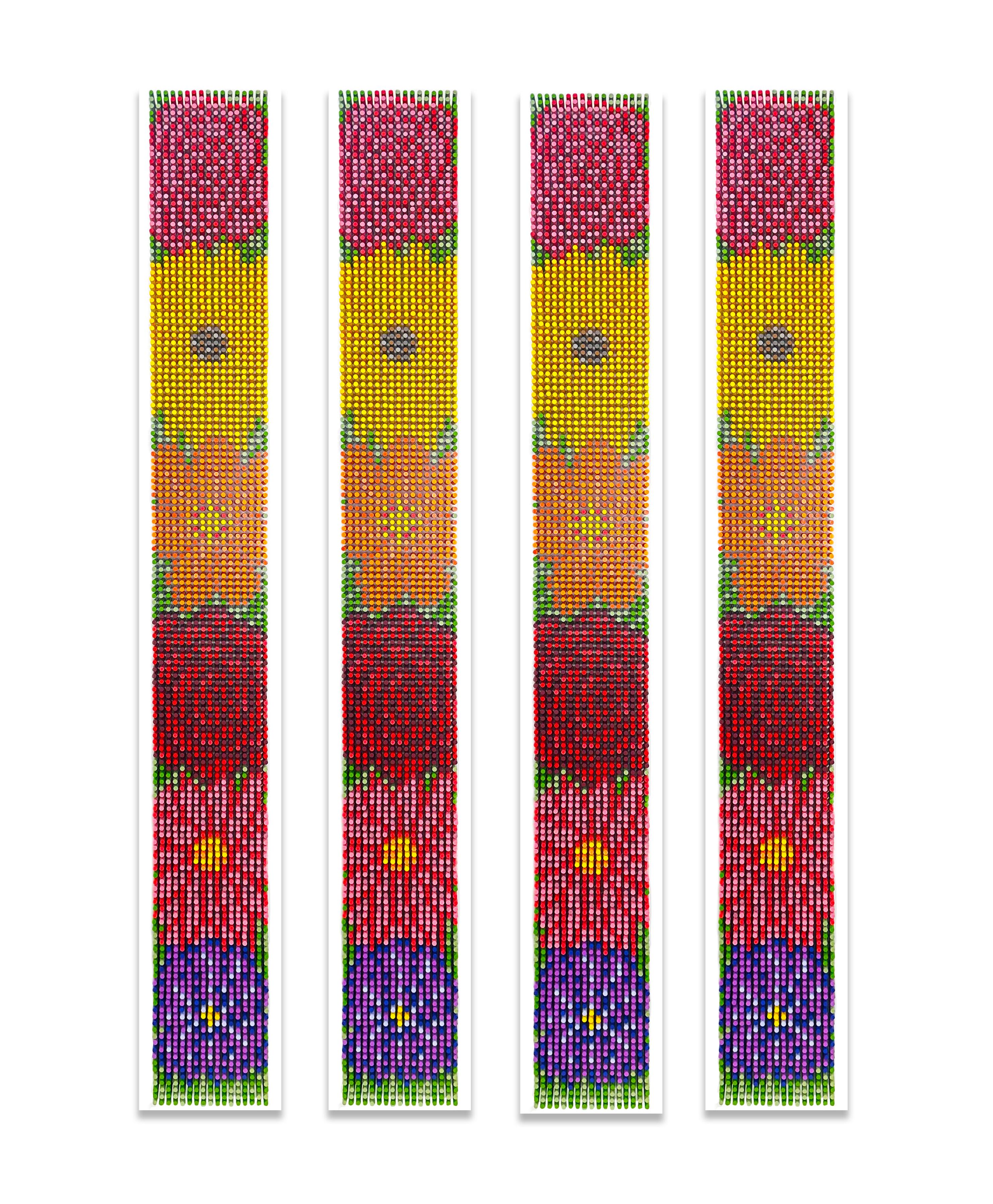 MATT BILFIELD
2550-FLORAL-01, 4 paneles
10.200 Espigas de madera pintadas y contrachapado arquitectónico
58 x 8 en cada panel      58 x 32 pulgadas los 4 paneles

_________________

Mi viaje creativo está guiado por un profundo aprecio por el orden,