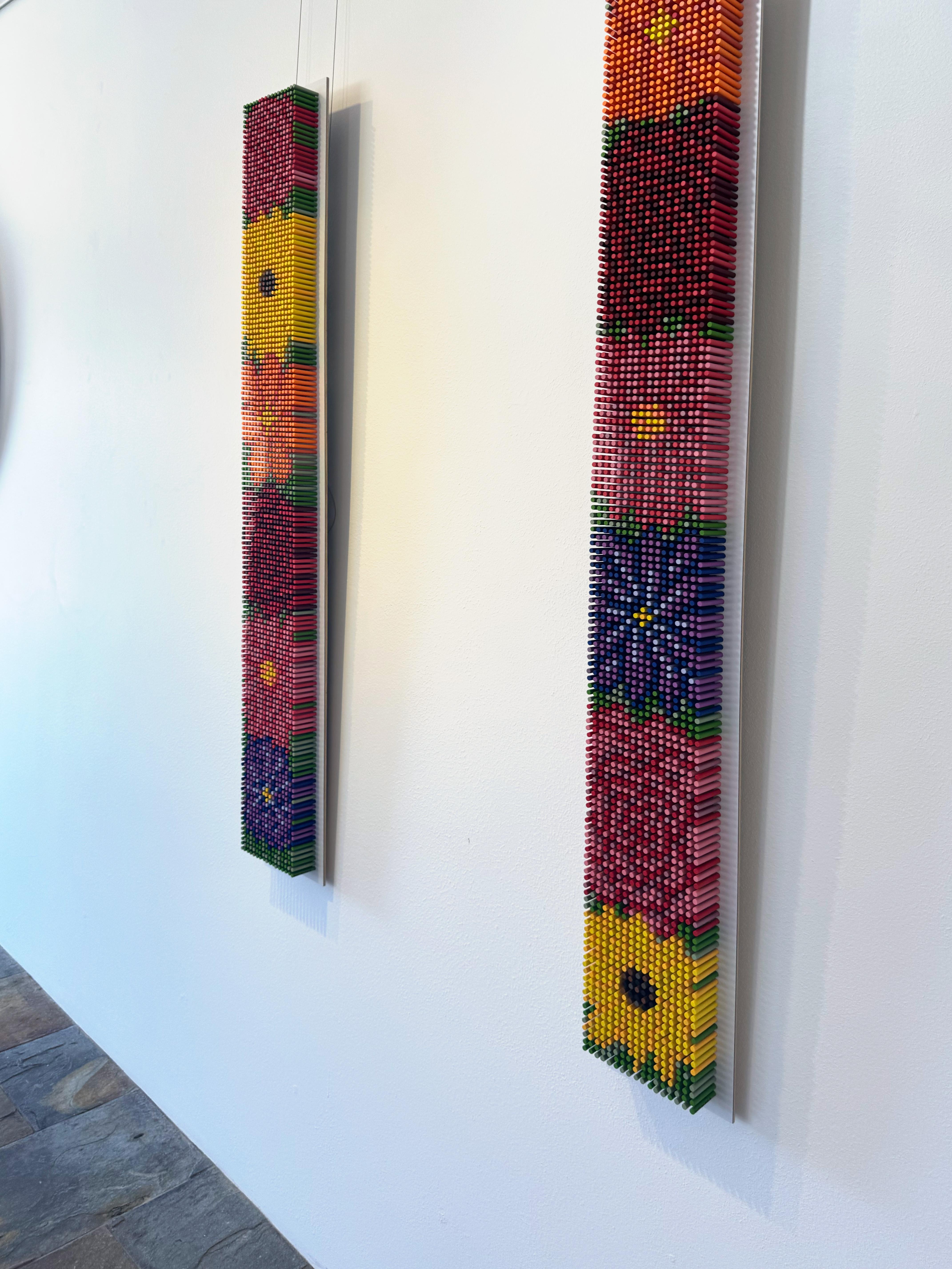 Floral Wall Sculpture, 2550-FLORAL-01 Diptych Horizontal by Matt Bilfield For Sale 12