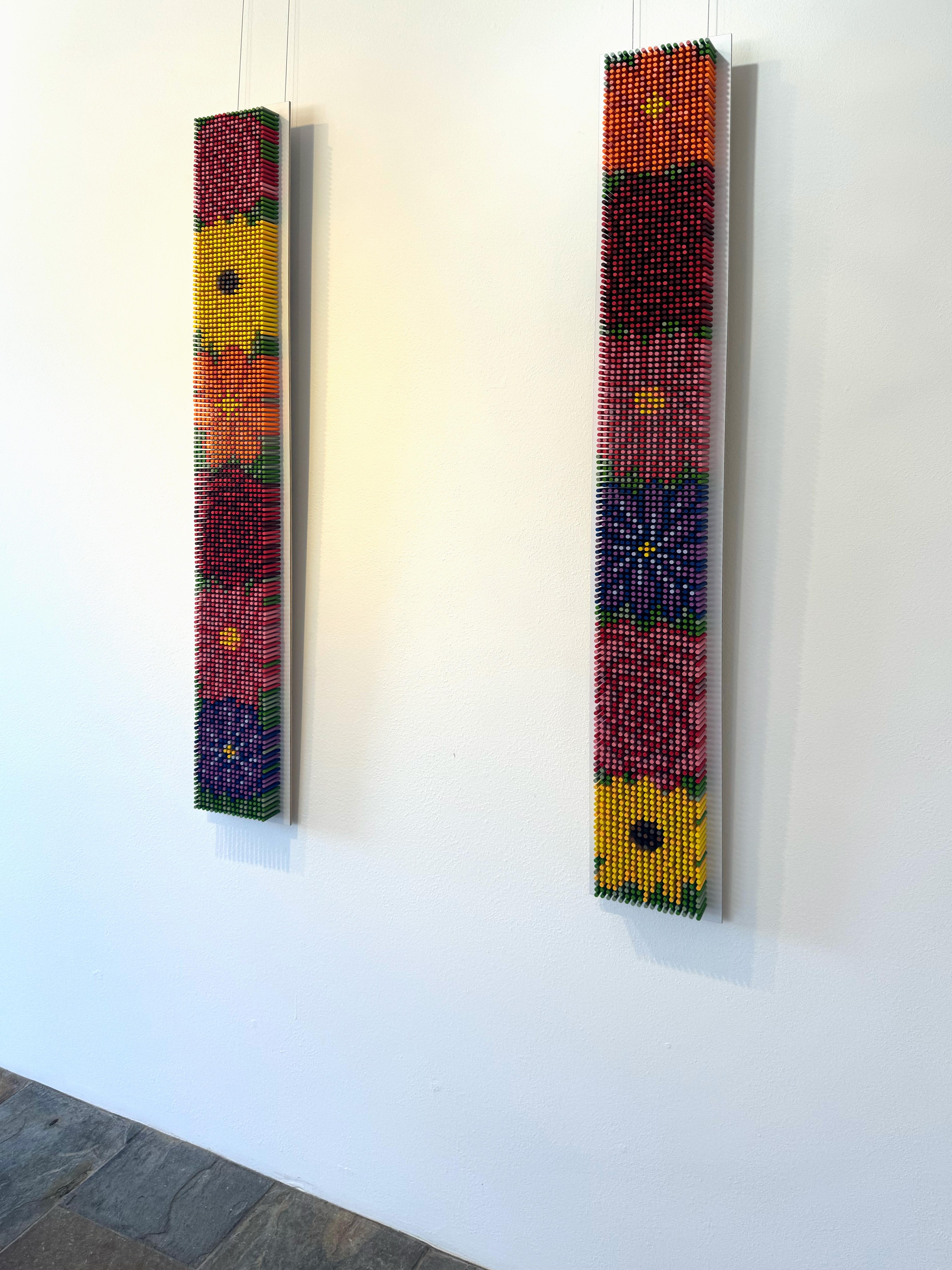 Floral Wall Sculpture, 2550-FLORAL-01 Diptych Horizontal by Matt Bilfield For Sale 13