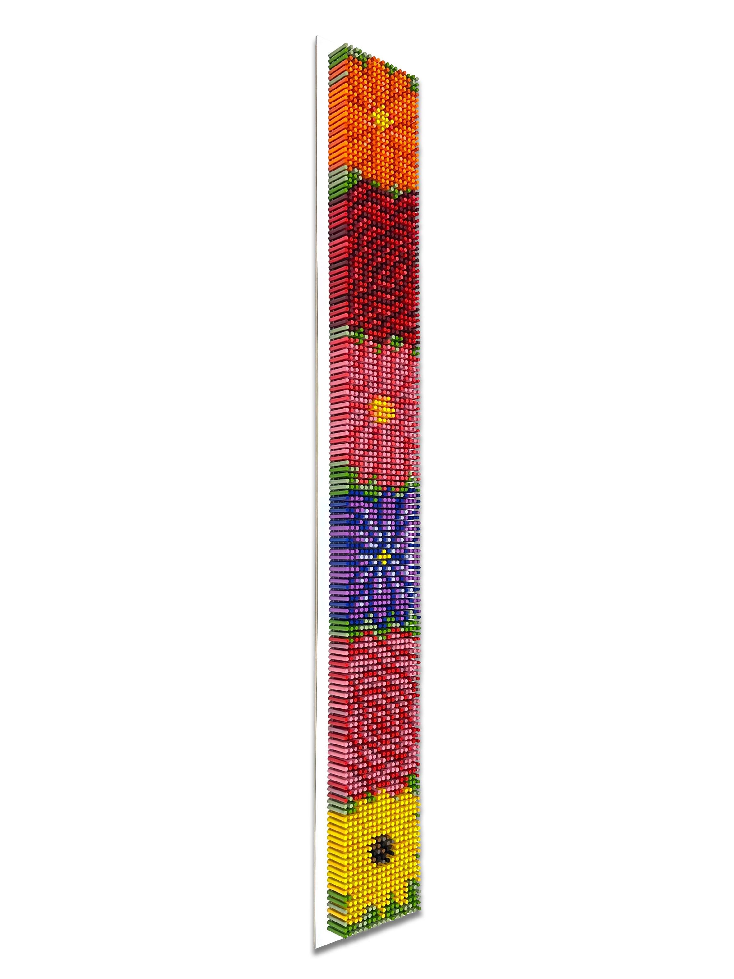 Floral Holz Pop Art Wandskulptur, 2550-FLORAL-02 Vertikal von Matt Bilfield im Angebot 1