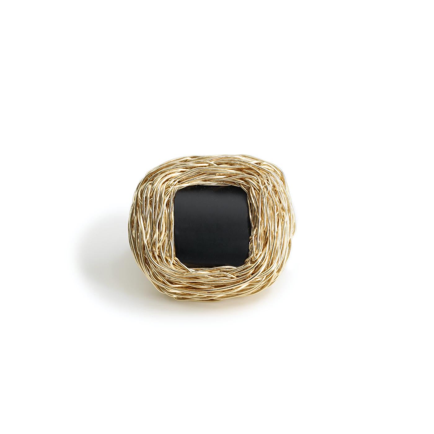 Matt Black Agate one-of-a-kind Pure stylStatement or Cocktail Ring by the Artist For Sale 8