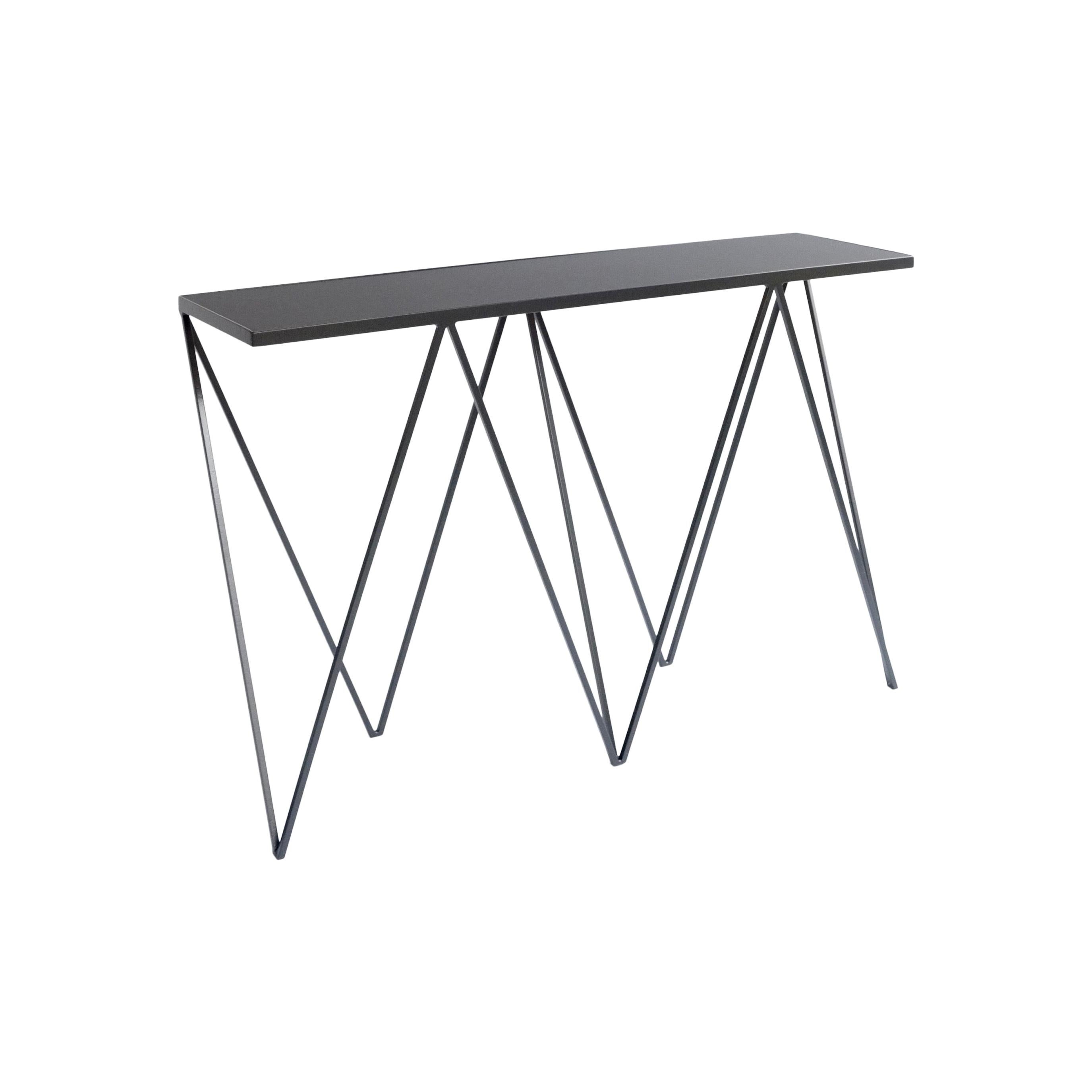 Charcoal Black Giraffe Console Table with Linseed Linoleum Table Top