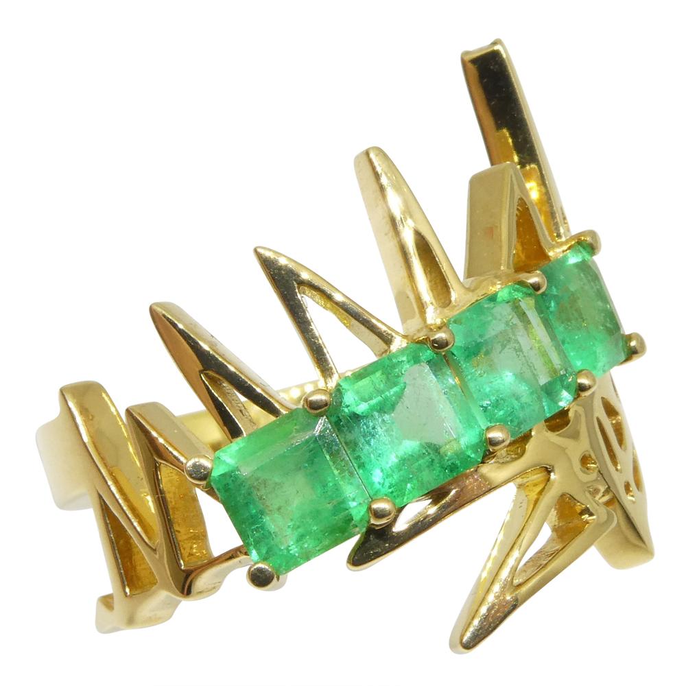Contemporain Crookshank X Skyjems Bague en or jaune 18 carats sertie d'émeraudes de Colombie en vente
