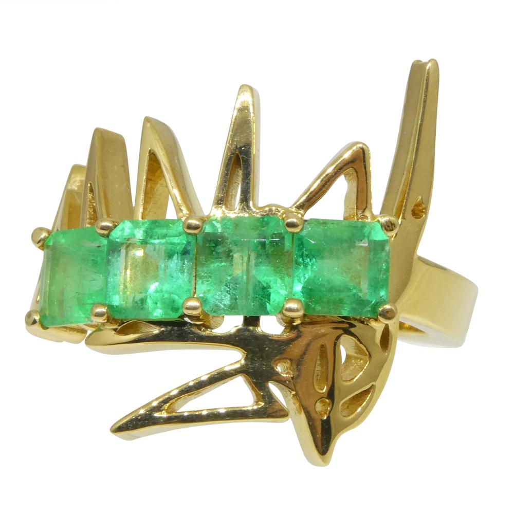 Emerald Cut Matt Crookshank X Skyjems, Colombian Emerald Ring set in 18k Yellow Gold For Sale
