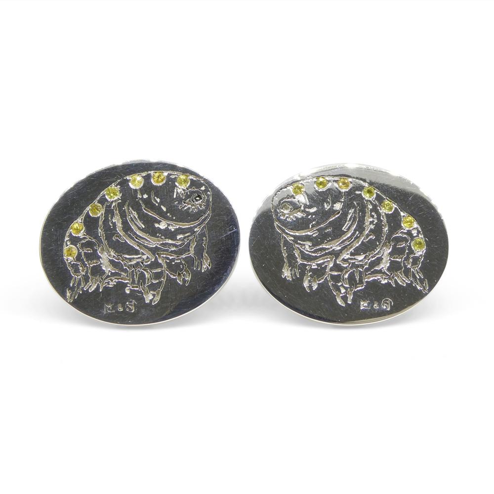 Matt Crookshank X Skyjems, Yellow Sapphire Tardigrade Cufflinks set in 0.925 Ste For Sale 2