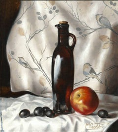 Oil and Apple - still life realism oil painting Contemporary modern artwork