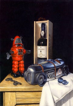 Tin Toys Port - still life painting Contemporary modern art realism oil classic