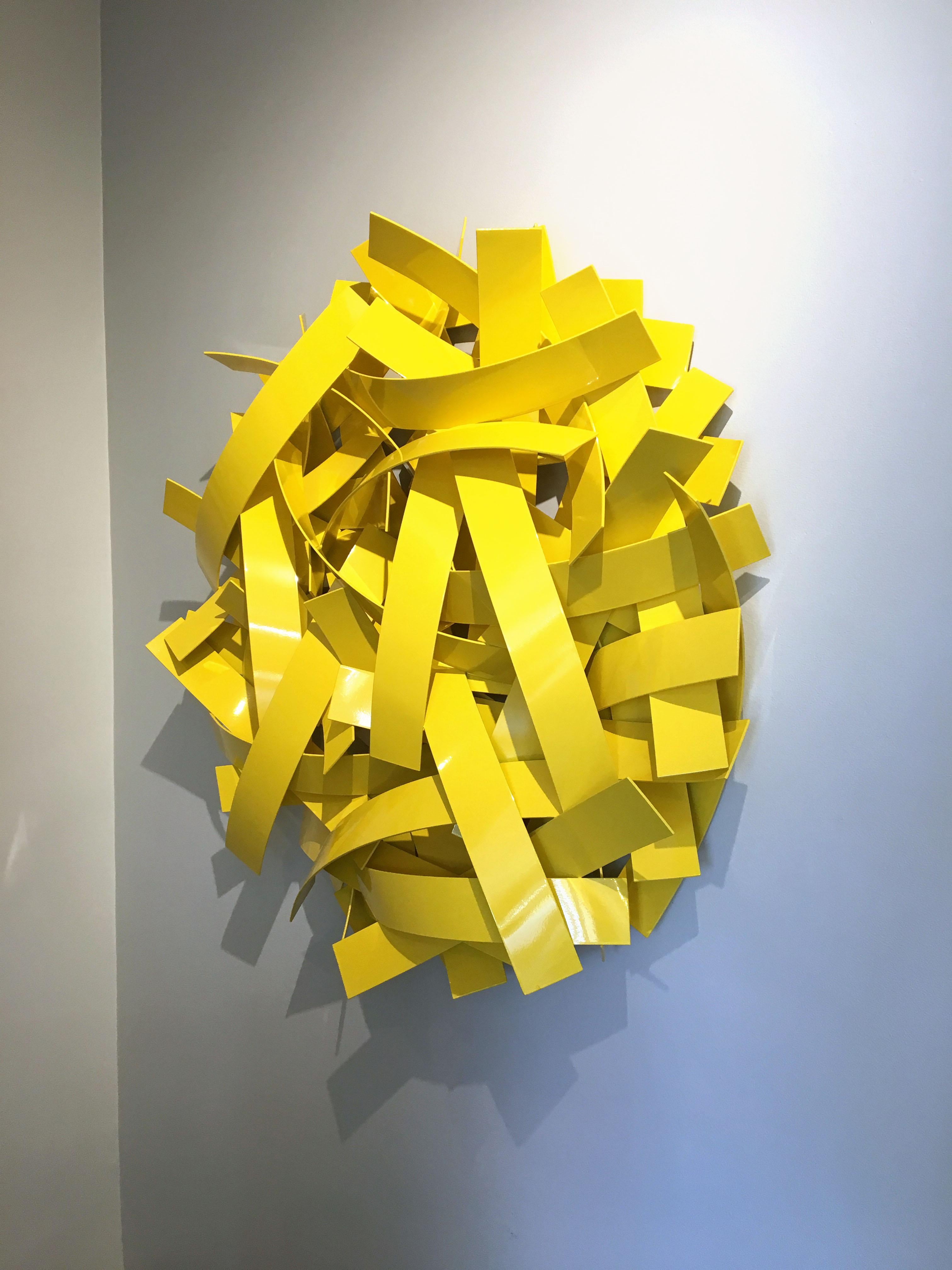 93 Million Miles #3 (Indoor and Outdoor Yellow Abstract Sculpture) 2