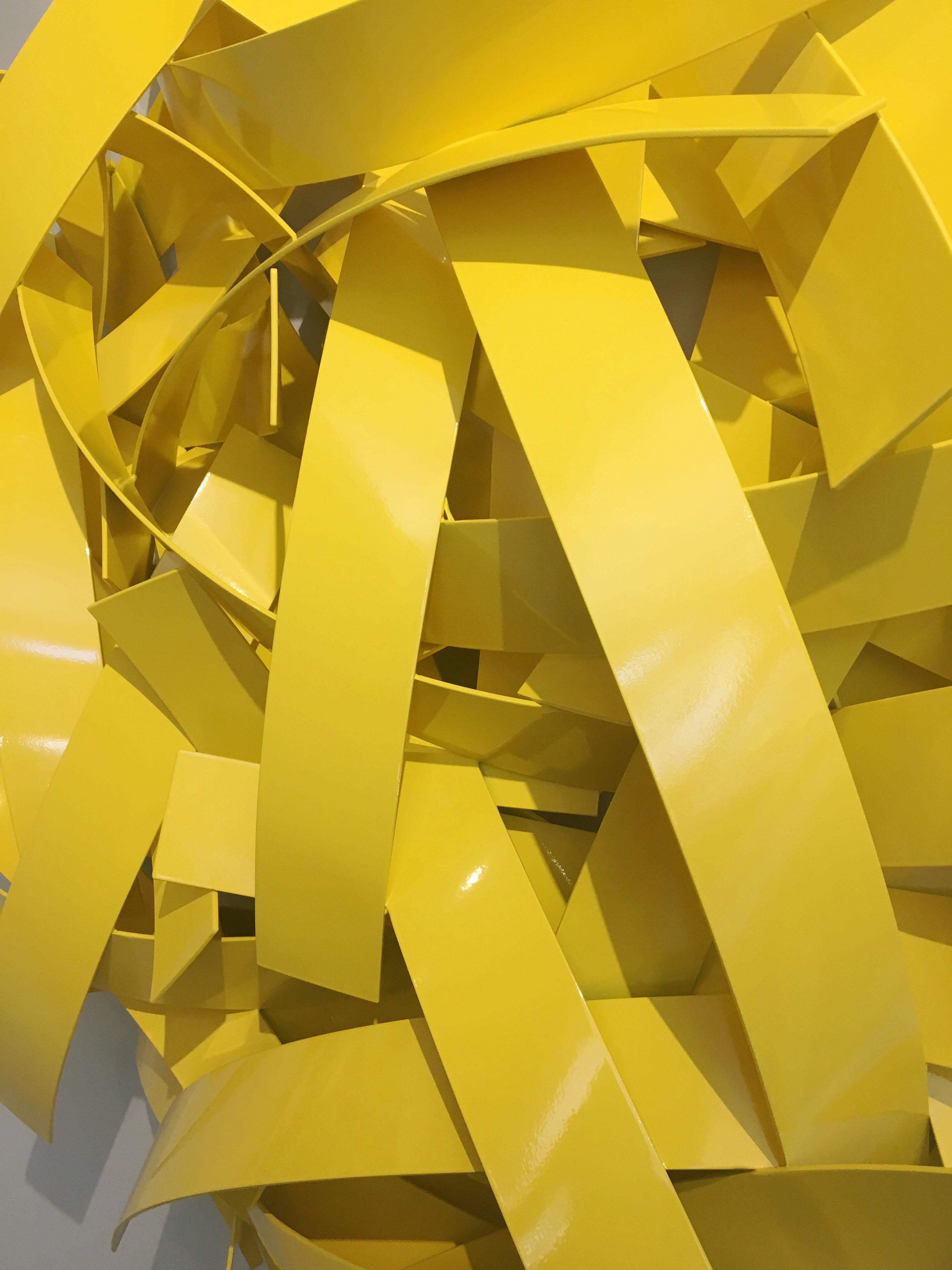93 Million Miles #3 (Indoor and Outdoor Yellow Abstract Sculpture) 3