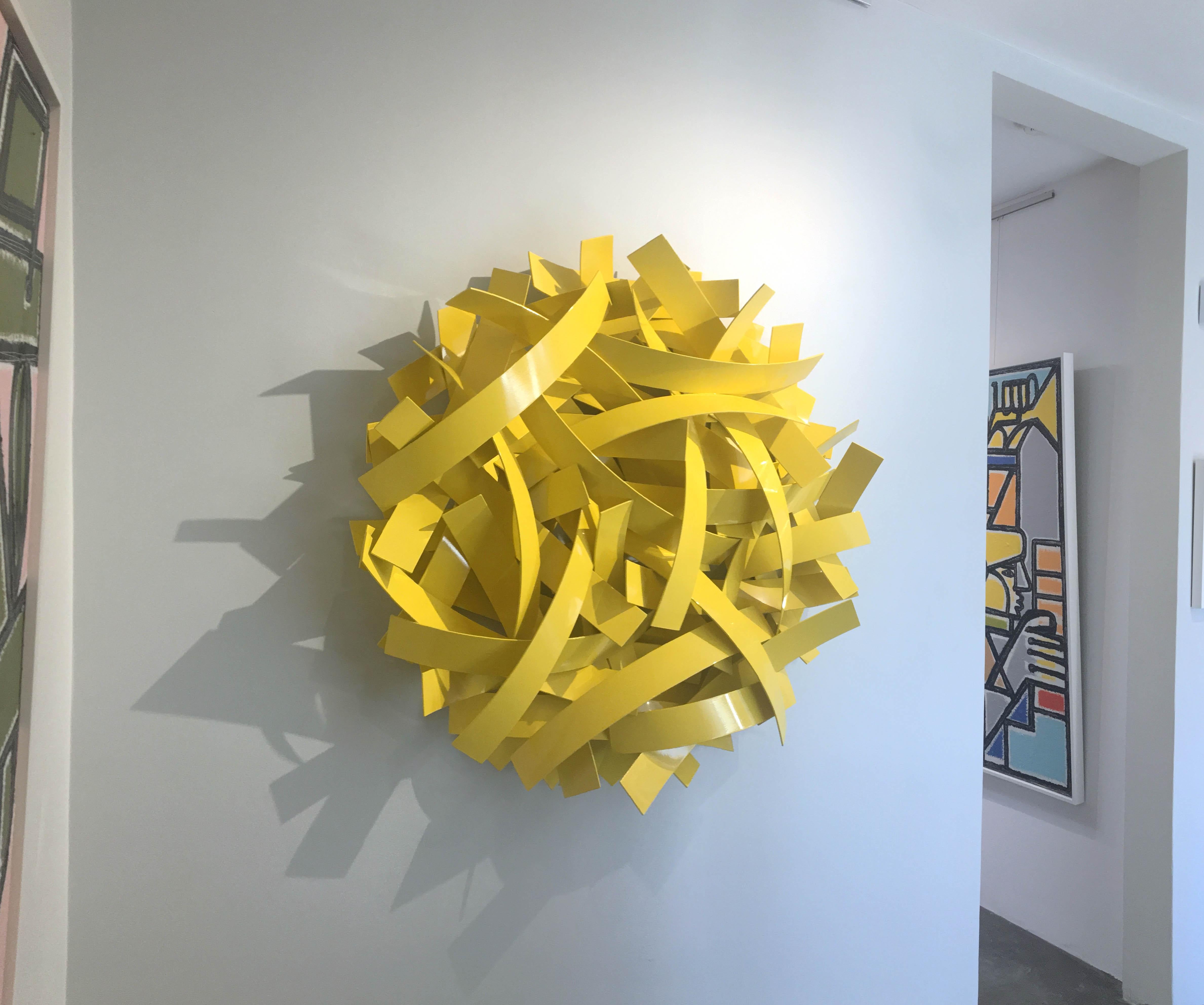 93 Million Miles #3 (Indoor and Outdoor Yellow Abstract Sculpture) 4