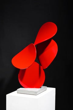 a x b #4, Matt Devine_2021_Red freestanding sculpture_abstract_Indoor/Outdoor