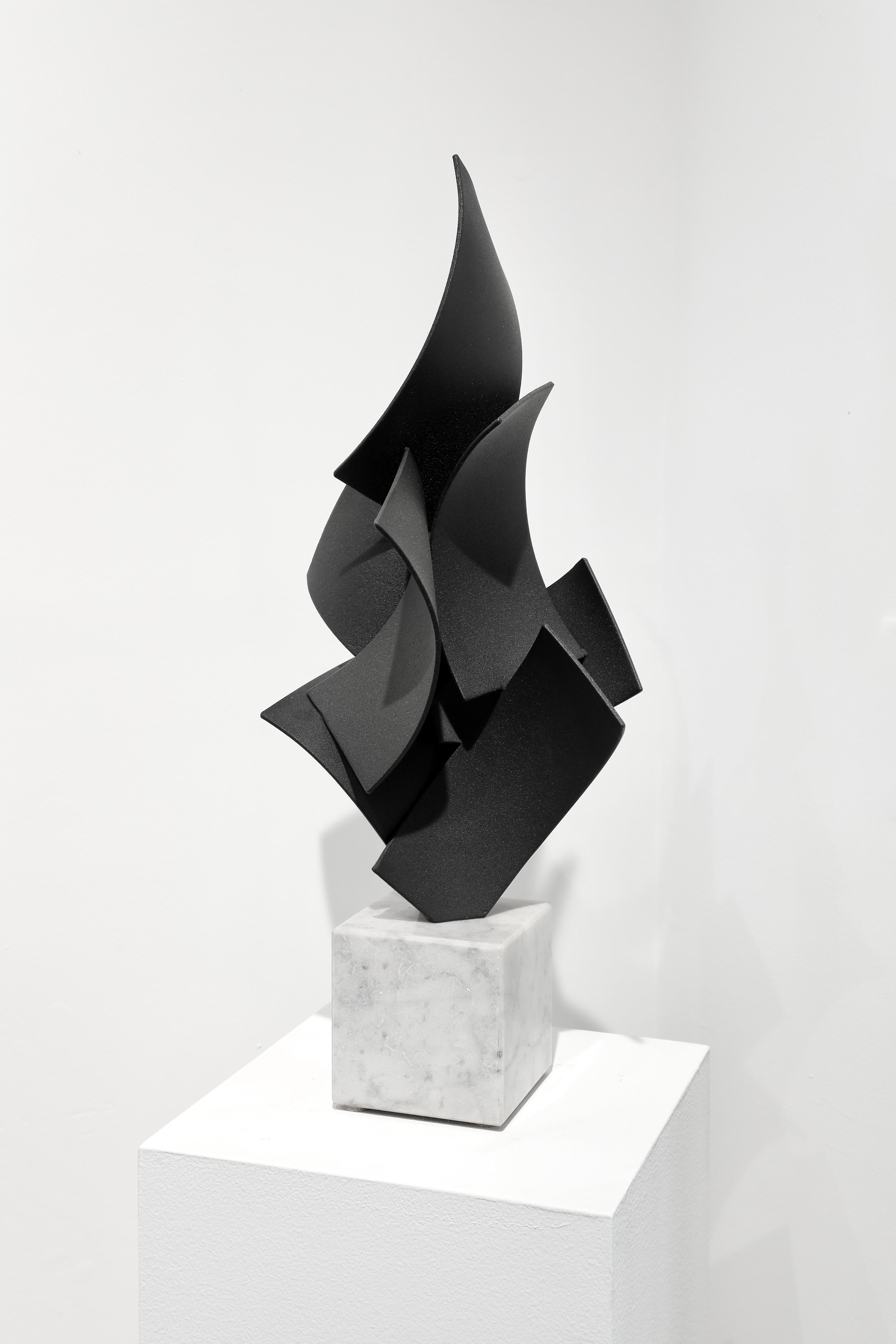 Abstract Sculpture_Halfway Around the World_Matt Devine_Steel/Powdercoat/Marble For Sale 2