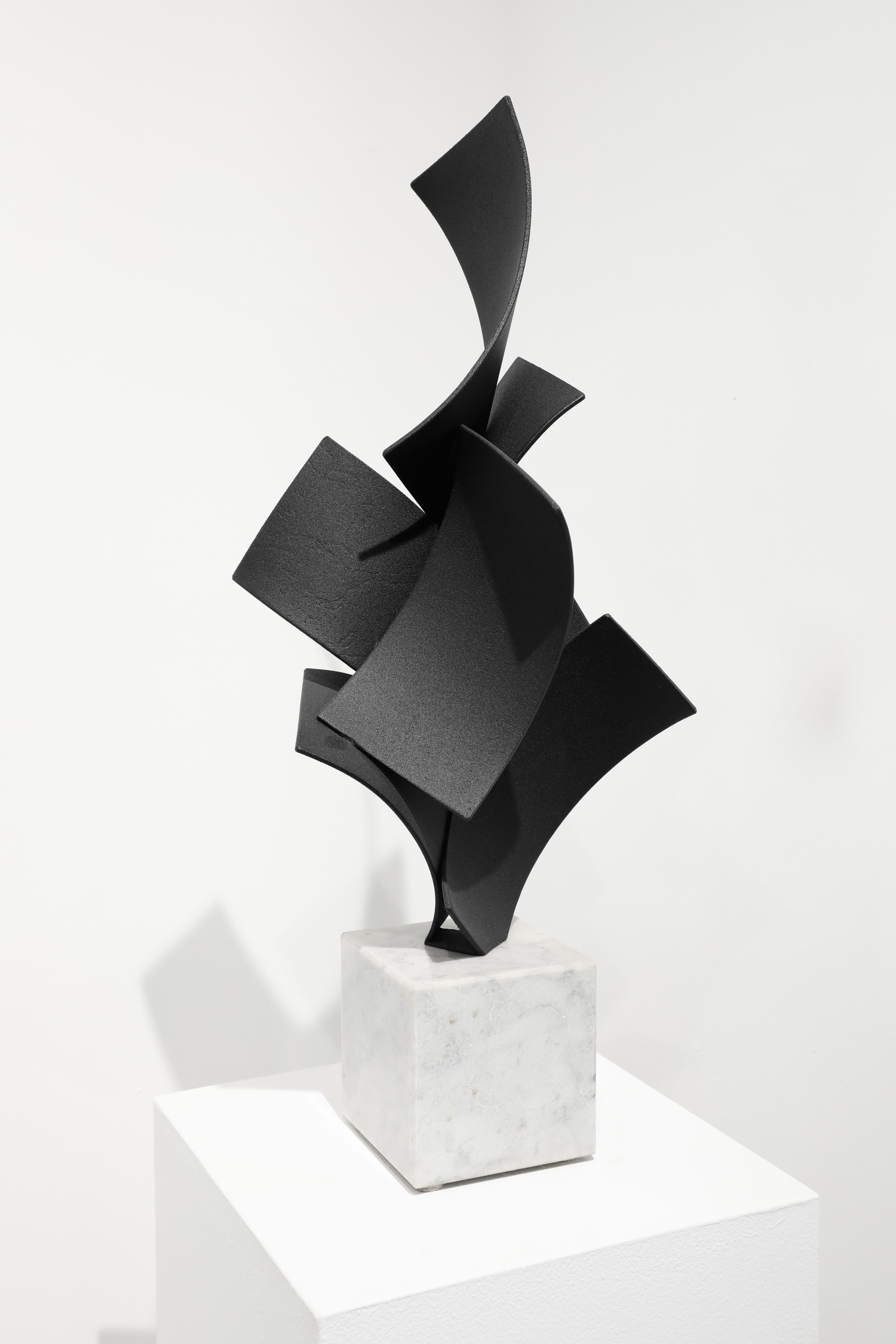 Abstract Sculpture_Halfway Around the World_Matt Devine_Steel/Powdercoat/Marble For Sale 3