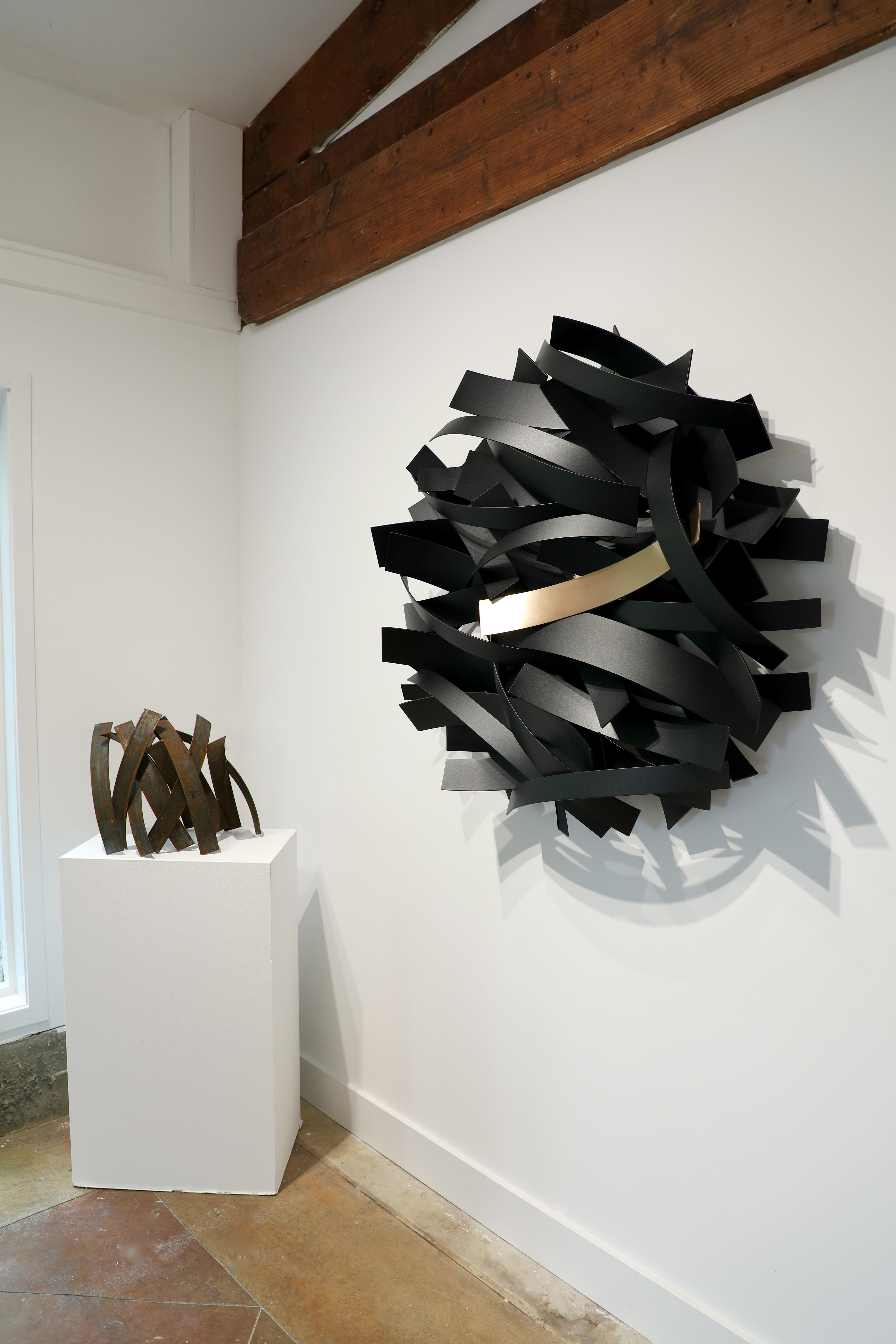 Abstract, Wall Sculpture, Installation_Indoor_Bronze on Black, Matt Devine_2023 For Sale 3