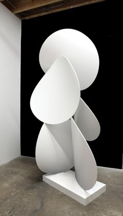 Innen-/Außenskulptur, Abstrakt Rund, Weiß, Aluminium, a x b #6, Matt Devine