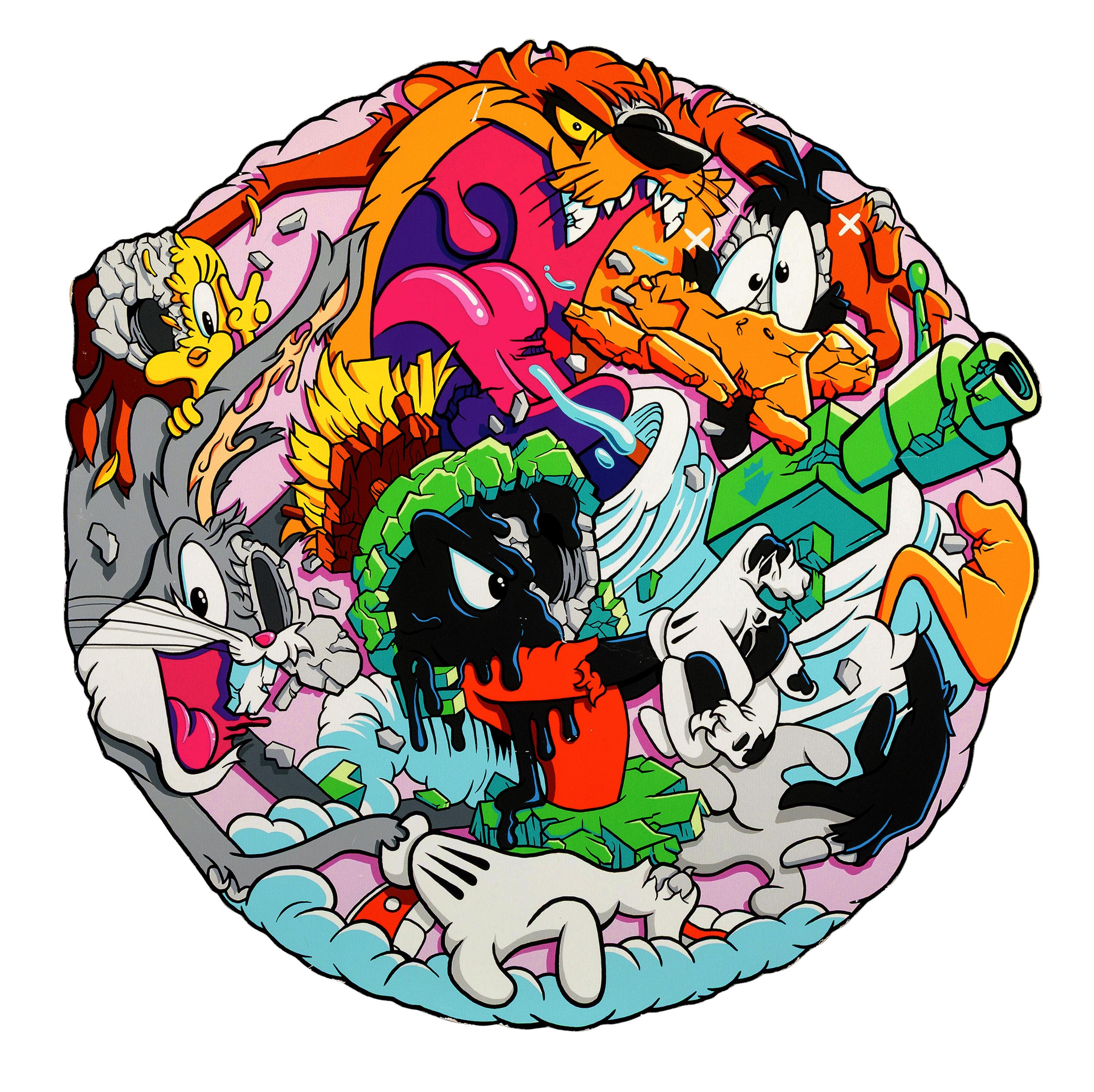 That
s All Folks! (rare hand signed shaped print on wood)