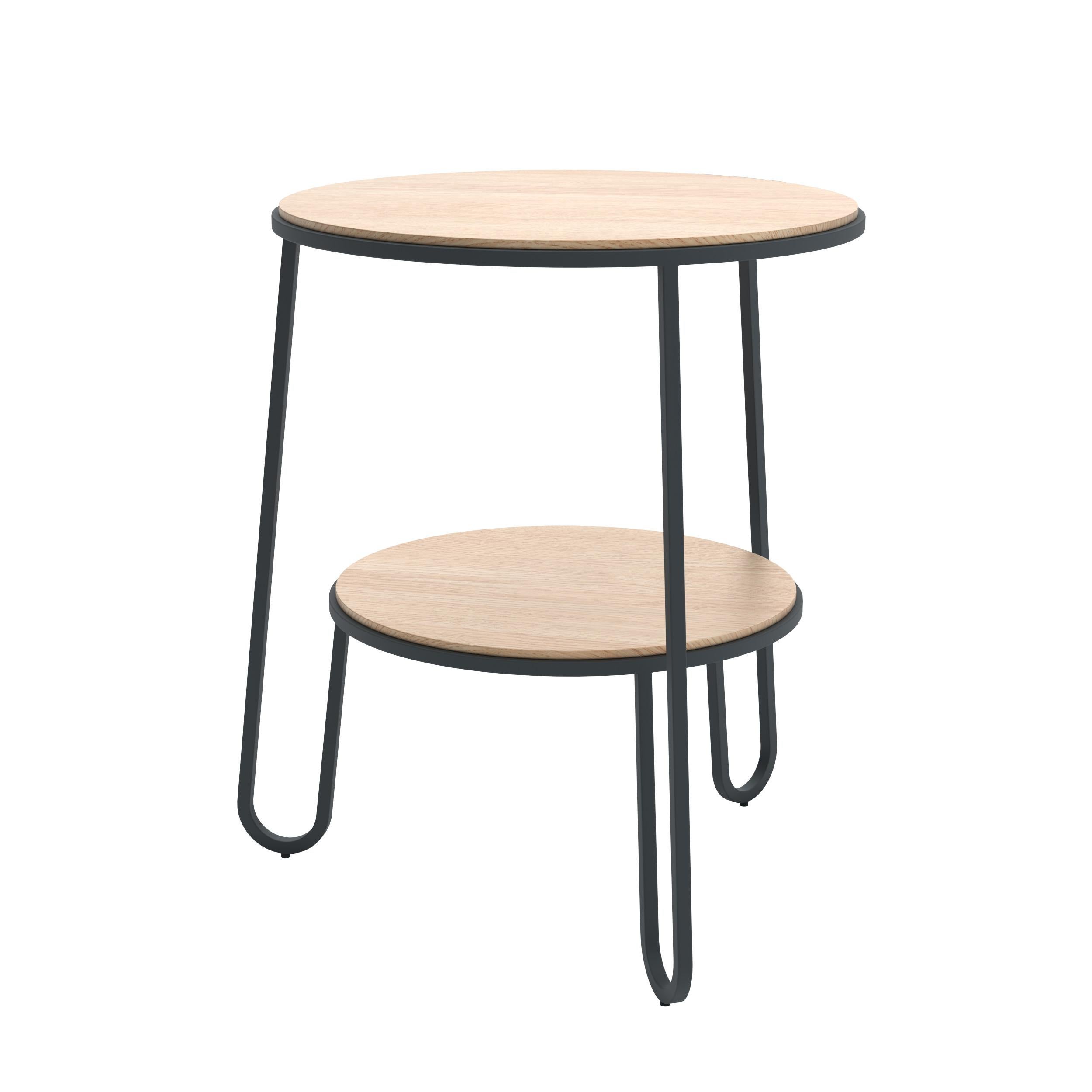 Postmoderne Table d'appoint Anatole en métal gris mat et chêne naturel par HARTO en vente