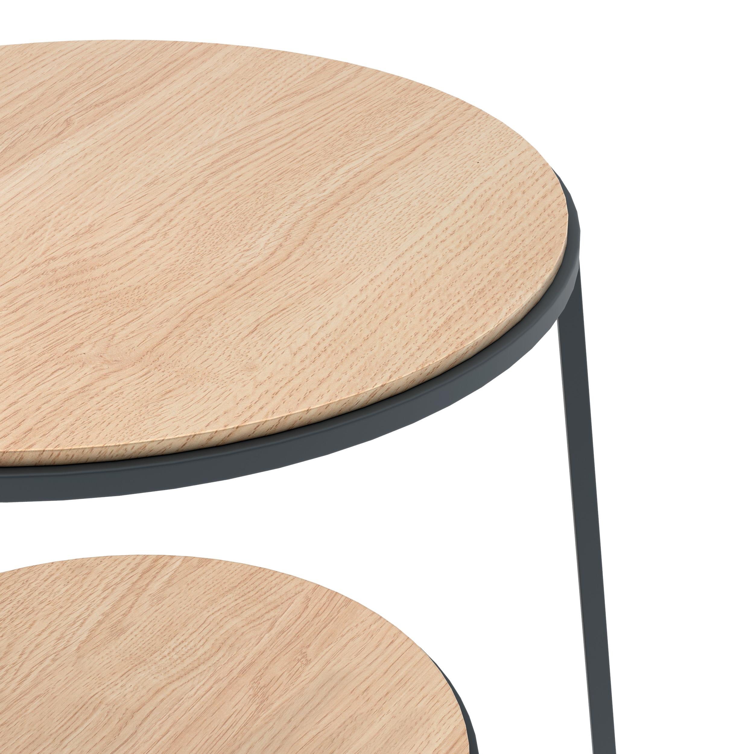 Portugais Table d'appoint Anatole en métal gris mat et chêne naturel par HARTO en vente