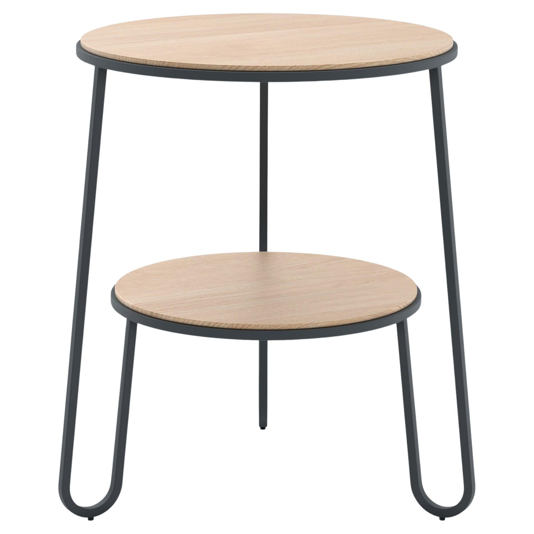 Table d'appoint Anatole en métal gris mat et chêne naturel par HARTO