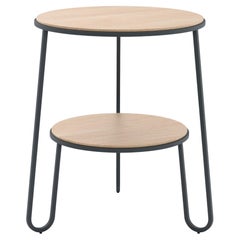 Mesa auxiliar Anatole de metal gris mate y roble natural by HARTO