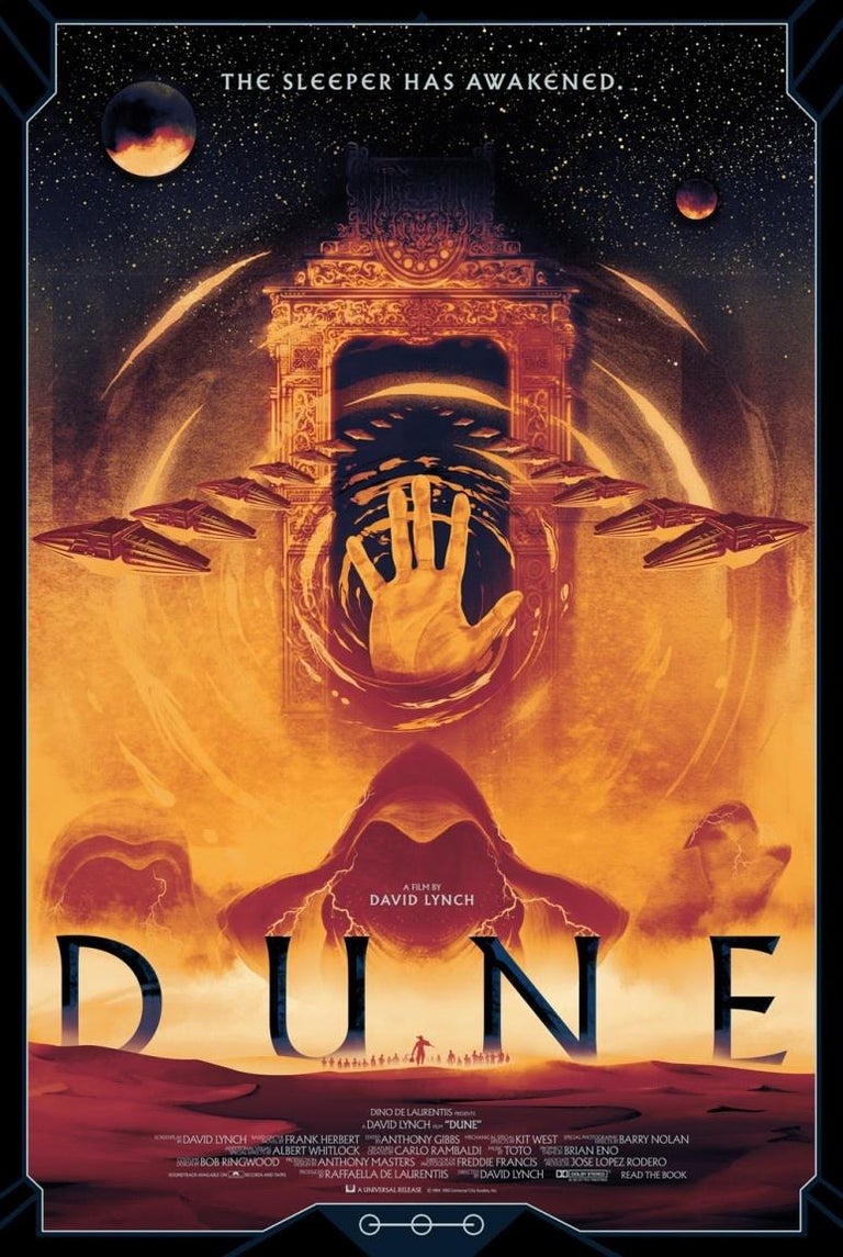 Dune - Variant:

Dune is a 1984 American epic science fiction film written and directed by David Lynch and based on the 1965 Frank Herbert novel of the same name. The film stars Kyle MacLachlan (in his film debut) as young nobleman Paul Atreides,