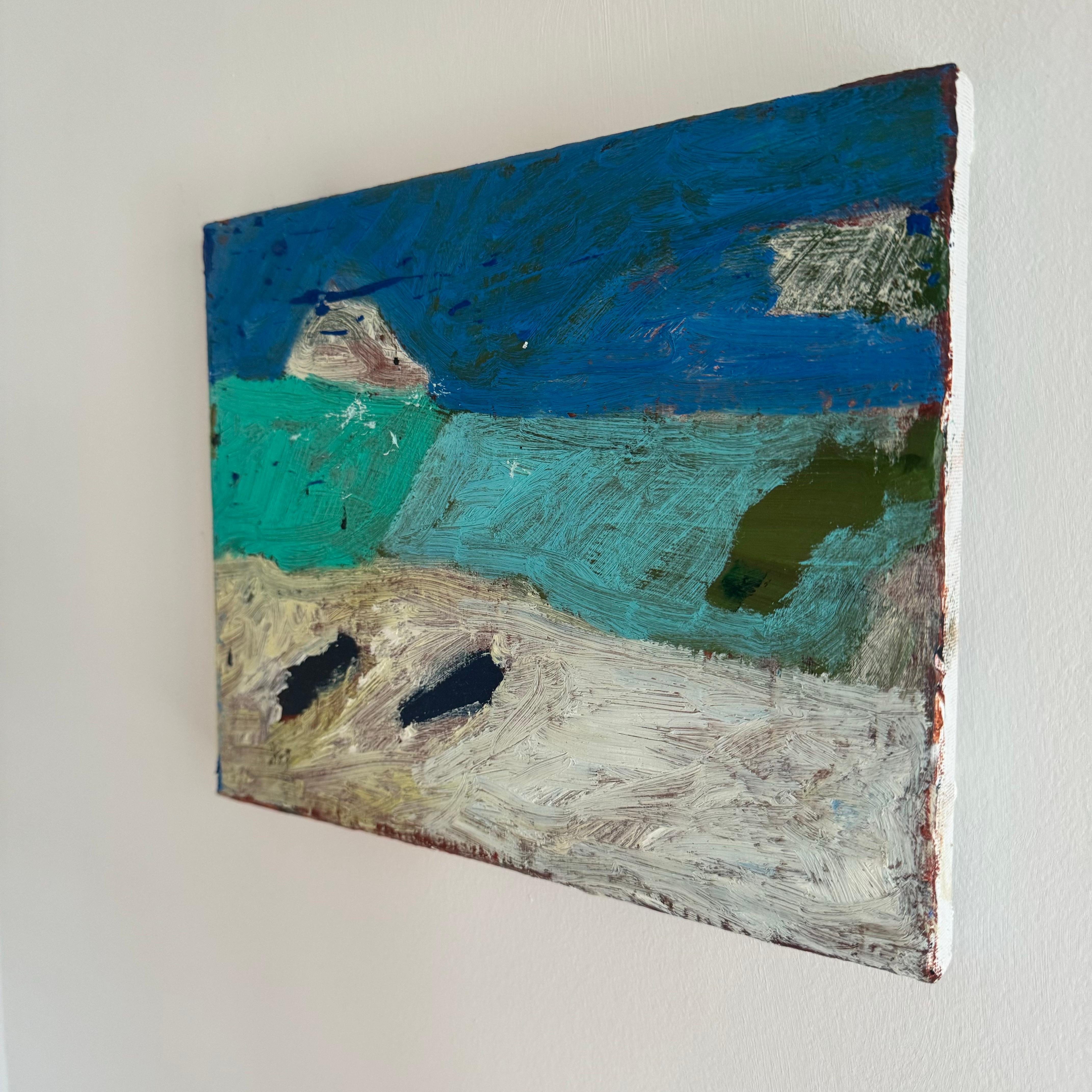 A Ways Away, Pittura astratta contemporanea di paesaggio - Abstract Painting Blu di Matt Higgins