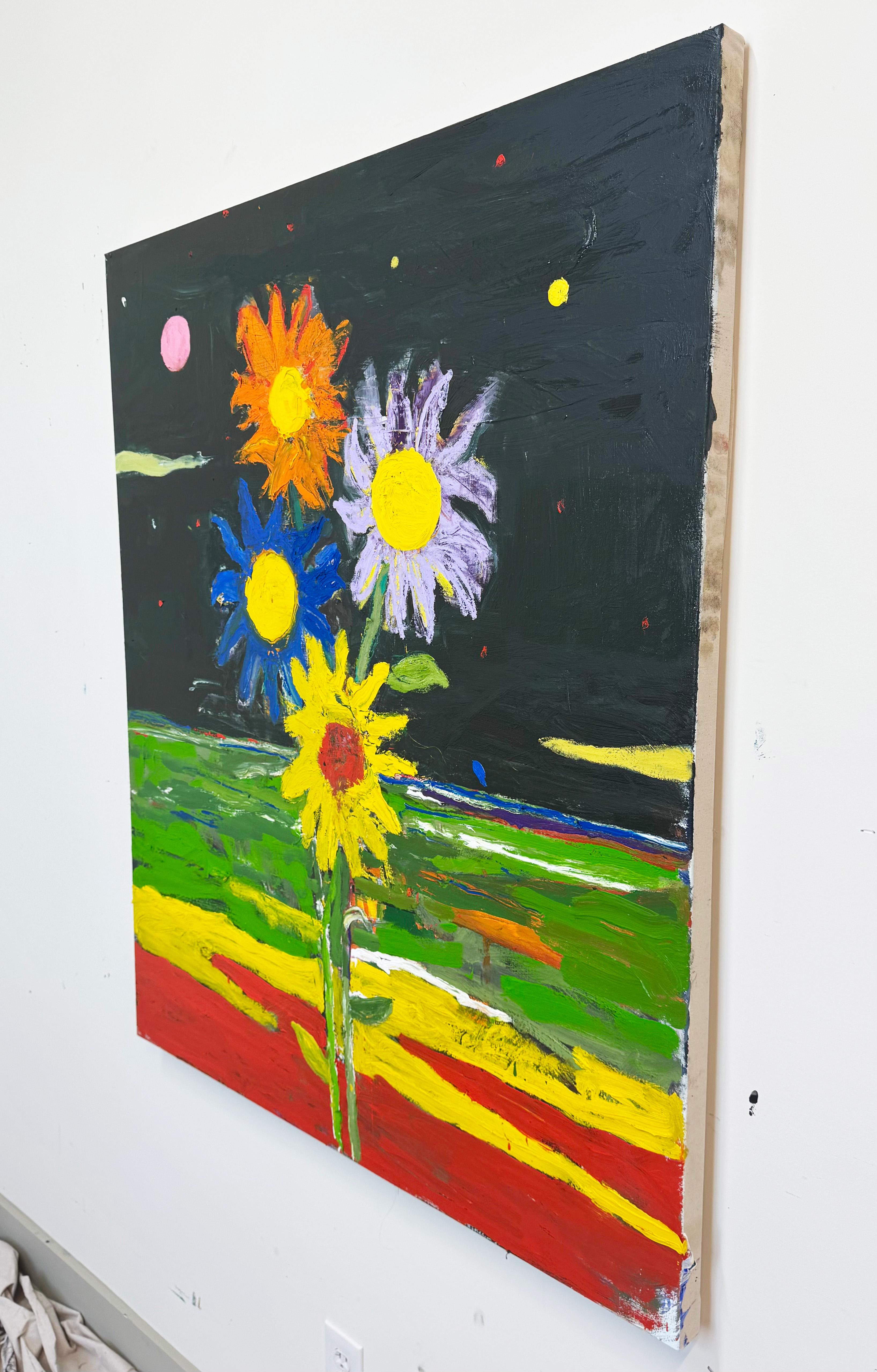 Fiori cosmici, pittura di paesaggio contemporanea - Painting di Matt Higgins
