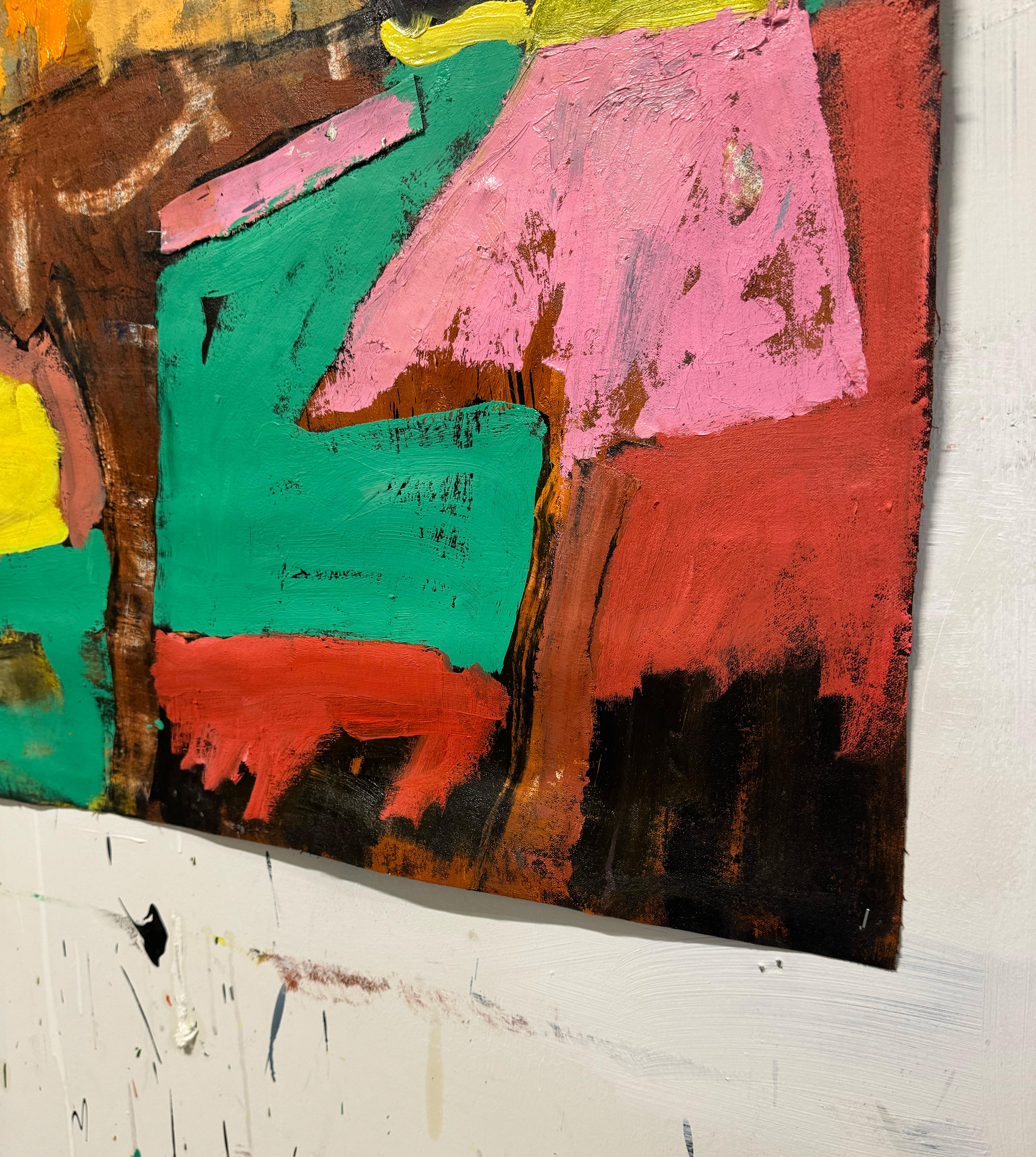 Difensori, Pittura astratta contemporanea di paesaggio - Abstract Painting Nero di Matt Higgins