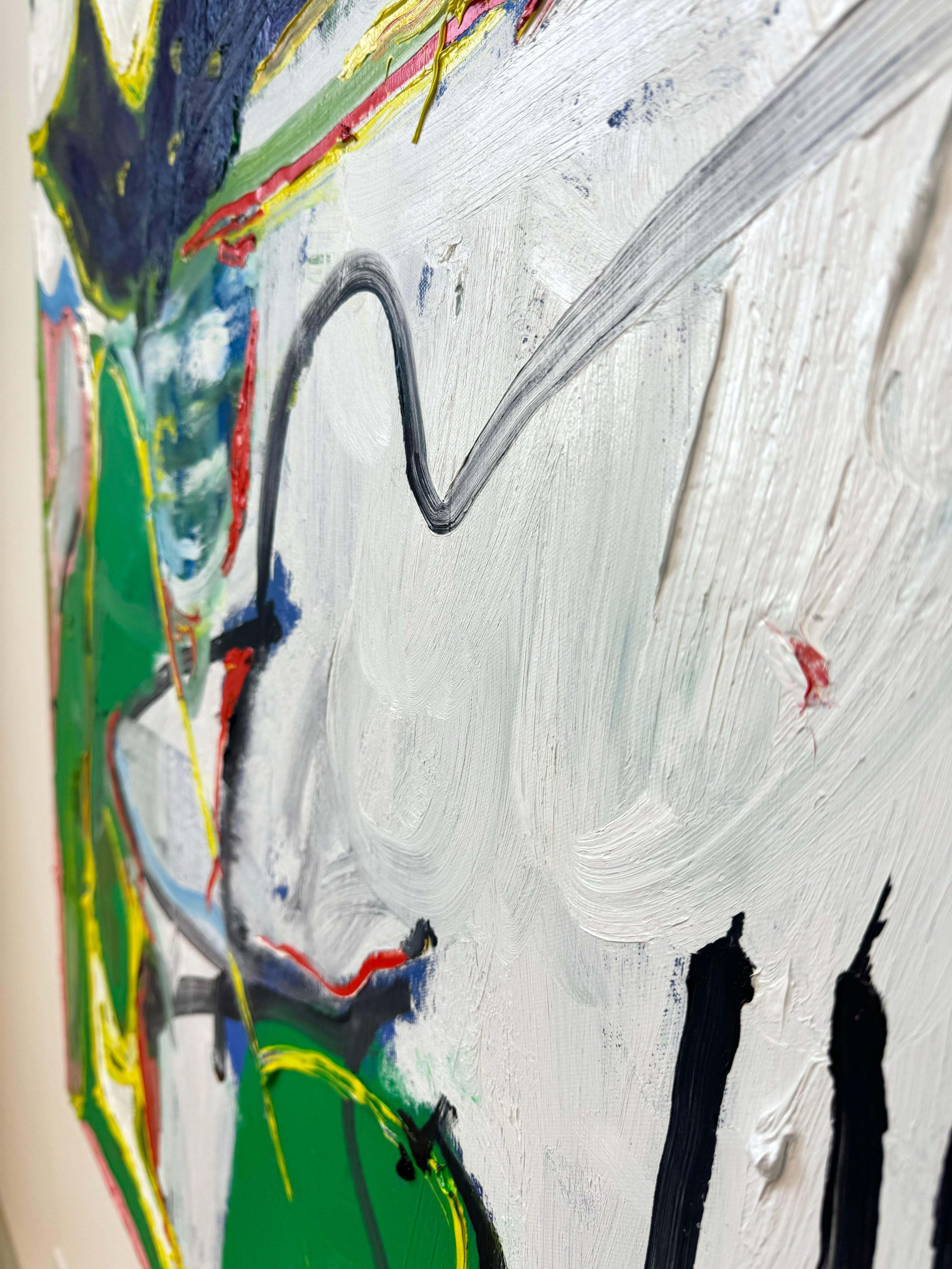 Movimento effervescente, Pittura astratta contemporanea - Abstract Painting Blu di Matt Higgins