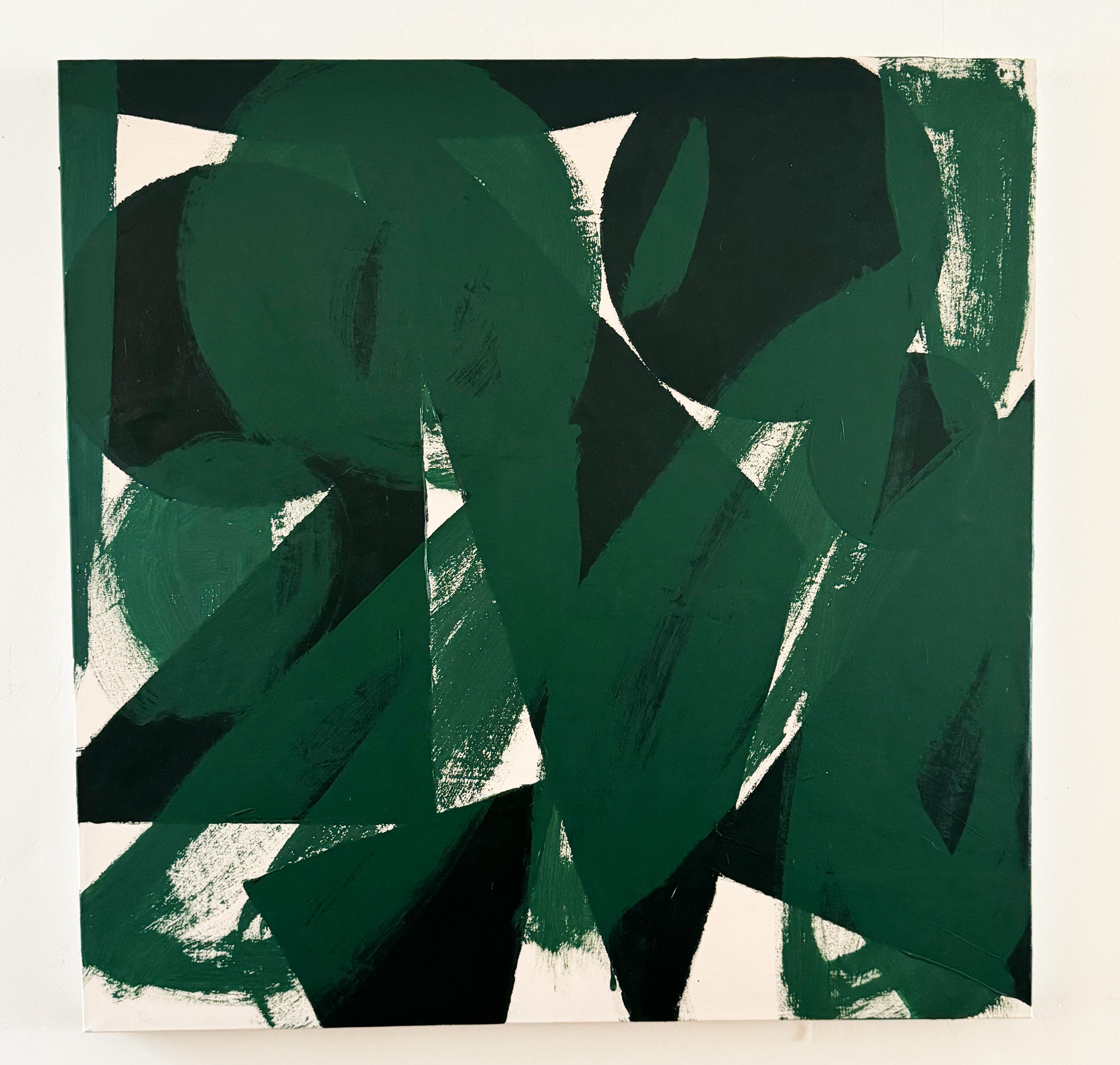 Foglie che cadono, pittura astratta contemporanea - Abstract Painting Nero di Matt Higgins