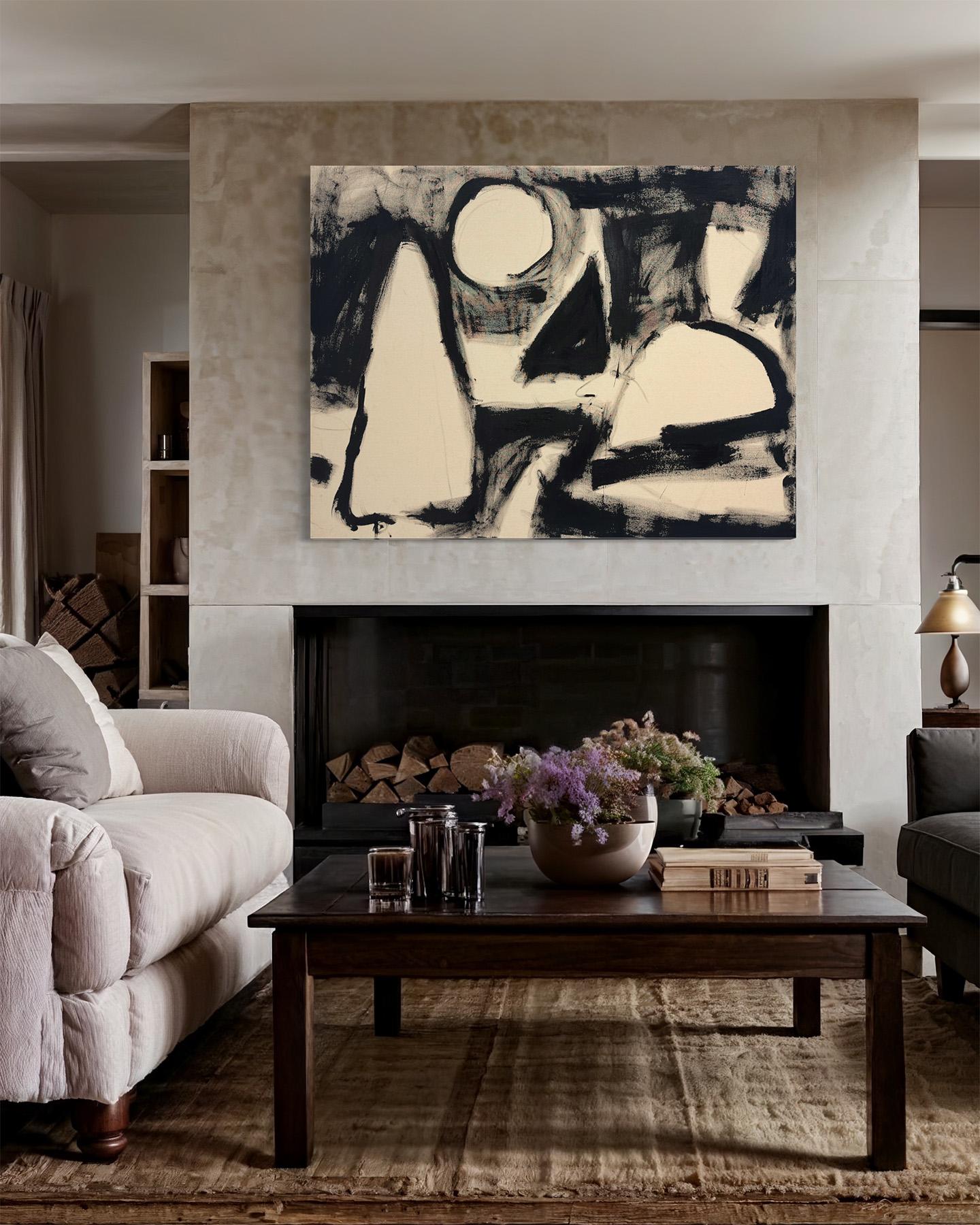 Luogo lontano, Pittura astratta contemporanea - Abstract Painting Beige di Matt Higgins