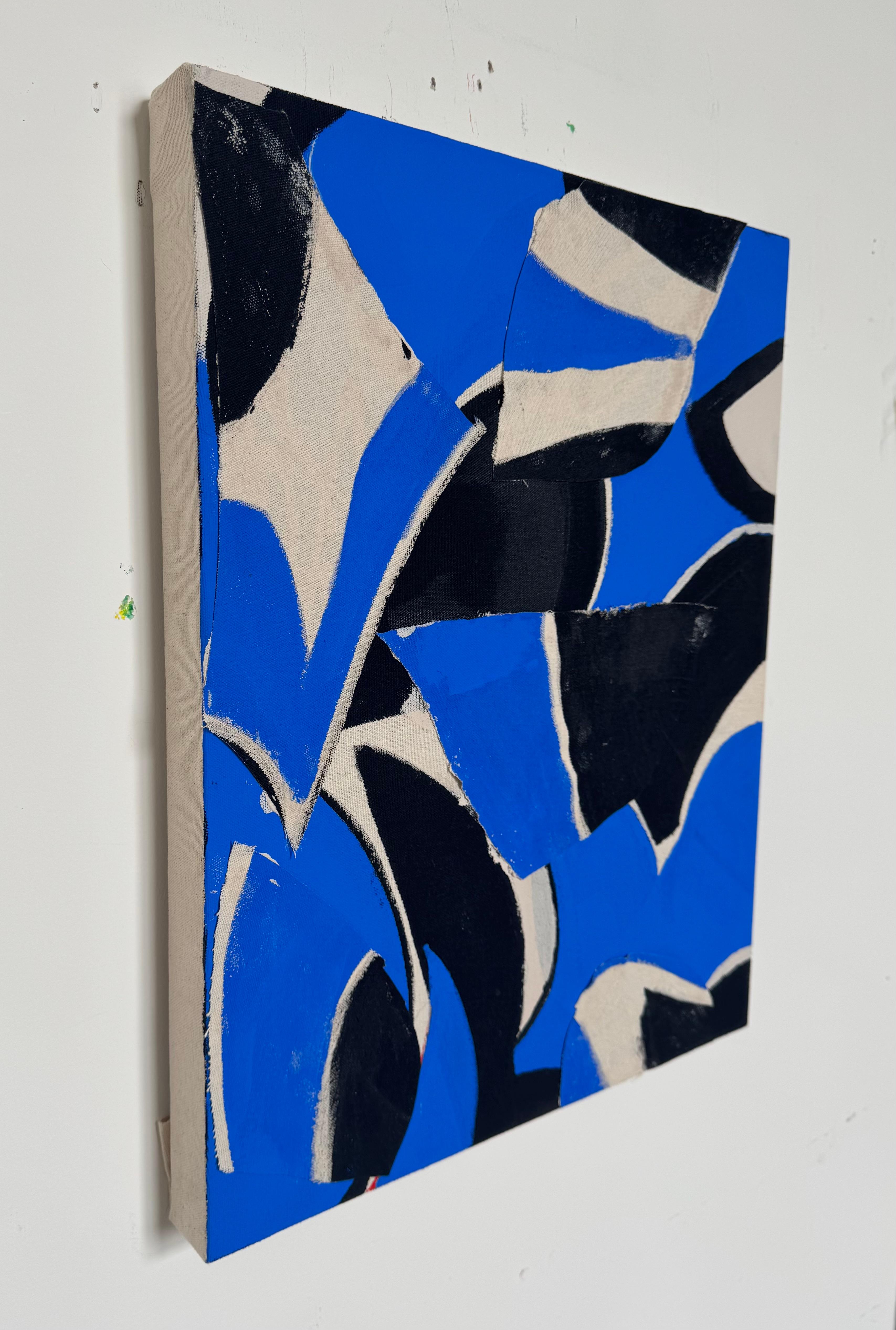 Fold, Contemporary Abstract Collage Painting (Blau), Abstract Painting, von Matt Higgins
