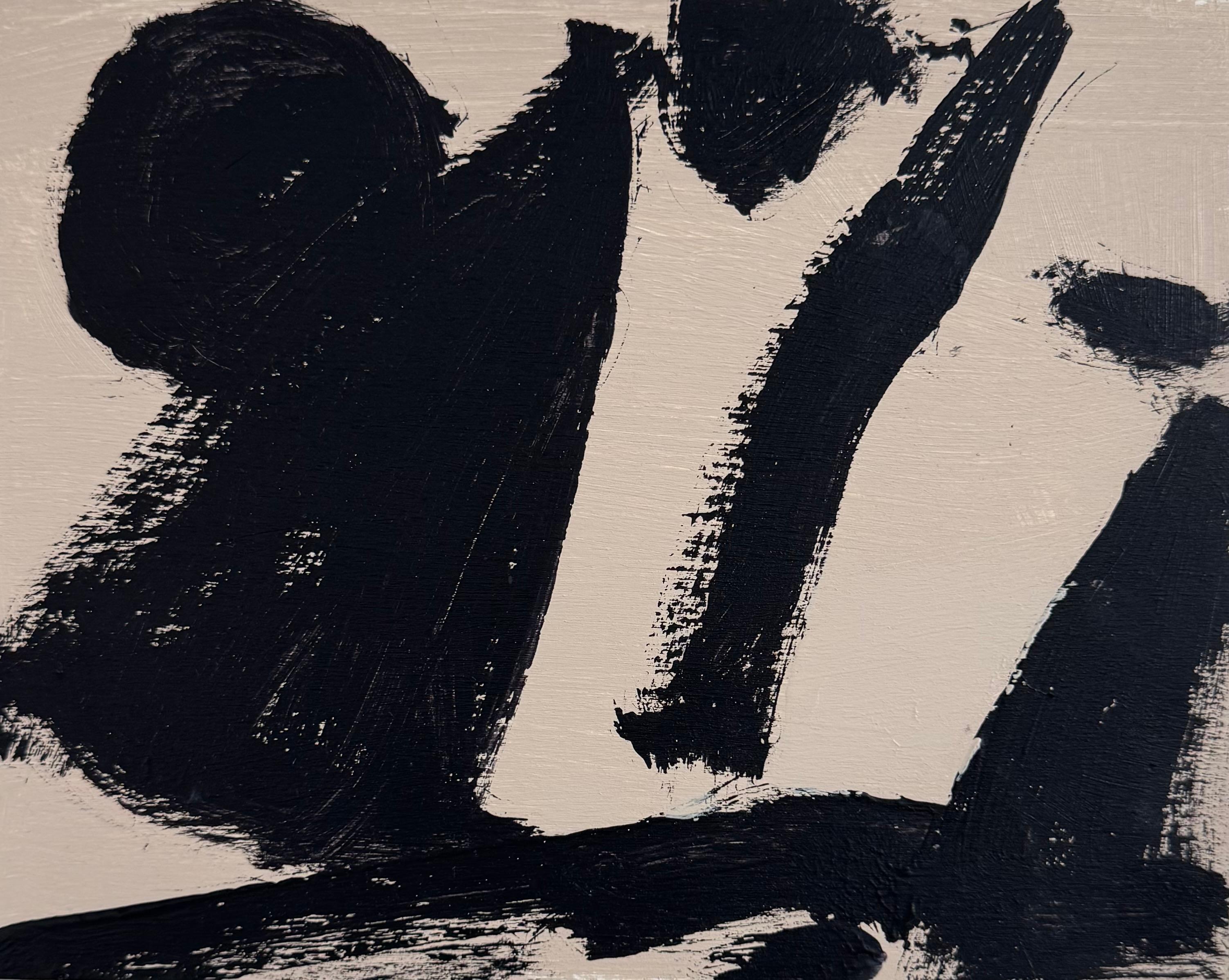 Genesis, Contemporary Black and Tan Abstract Painting